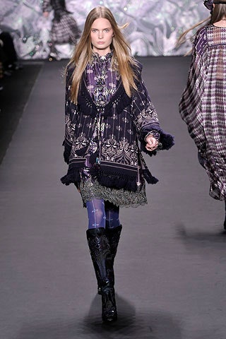 purple silk long-sleeve collared fitted layered embroidered dress