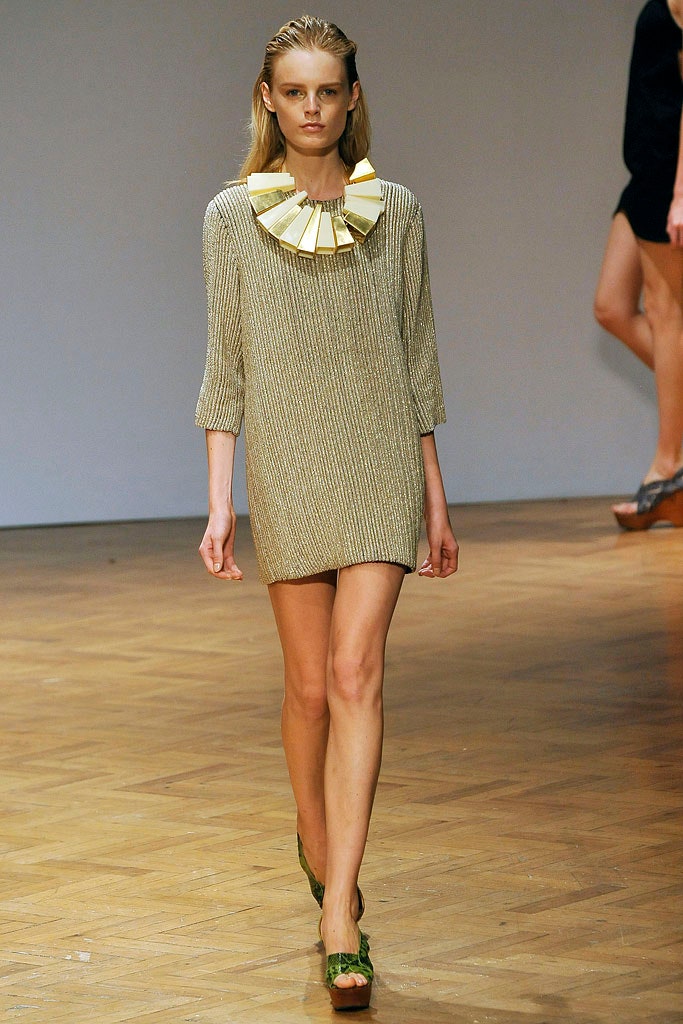 gold silk fitted dress