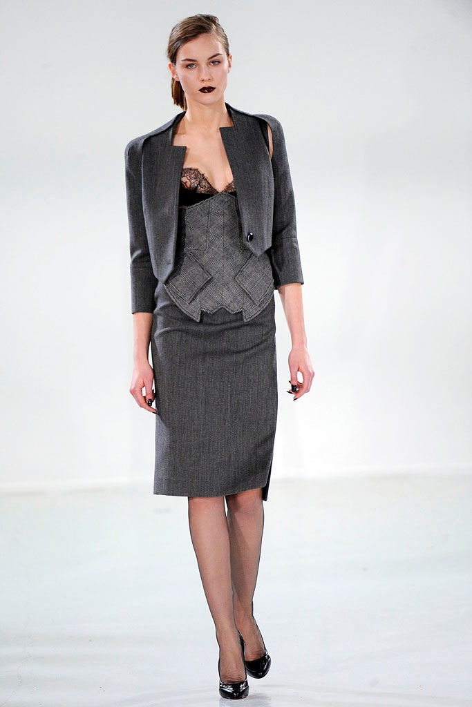 gray tailored blazer with corset