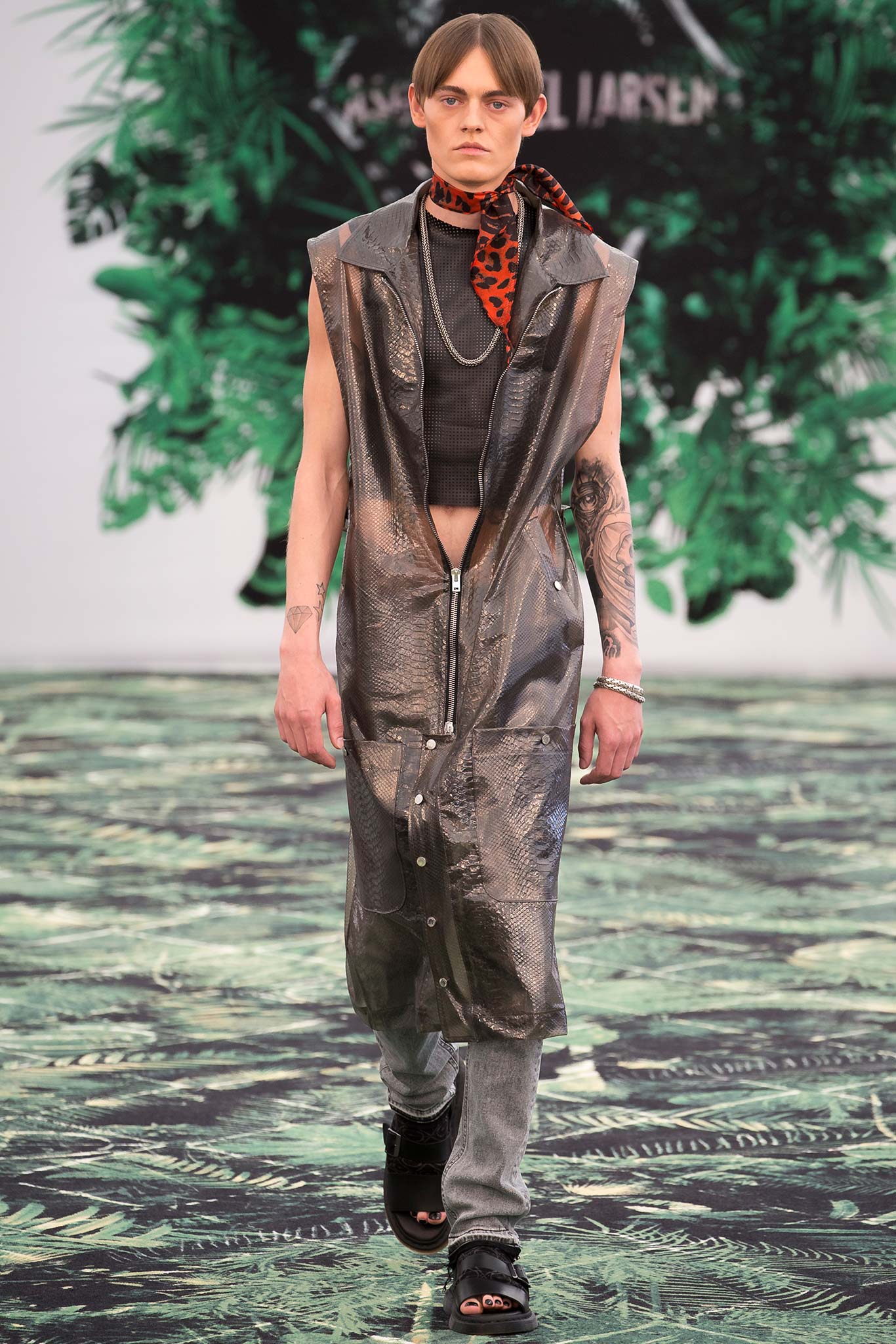 gray vinyl sleeveless coat