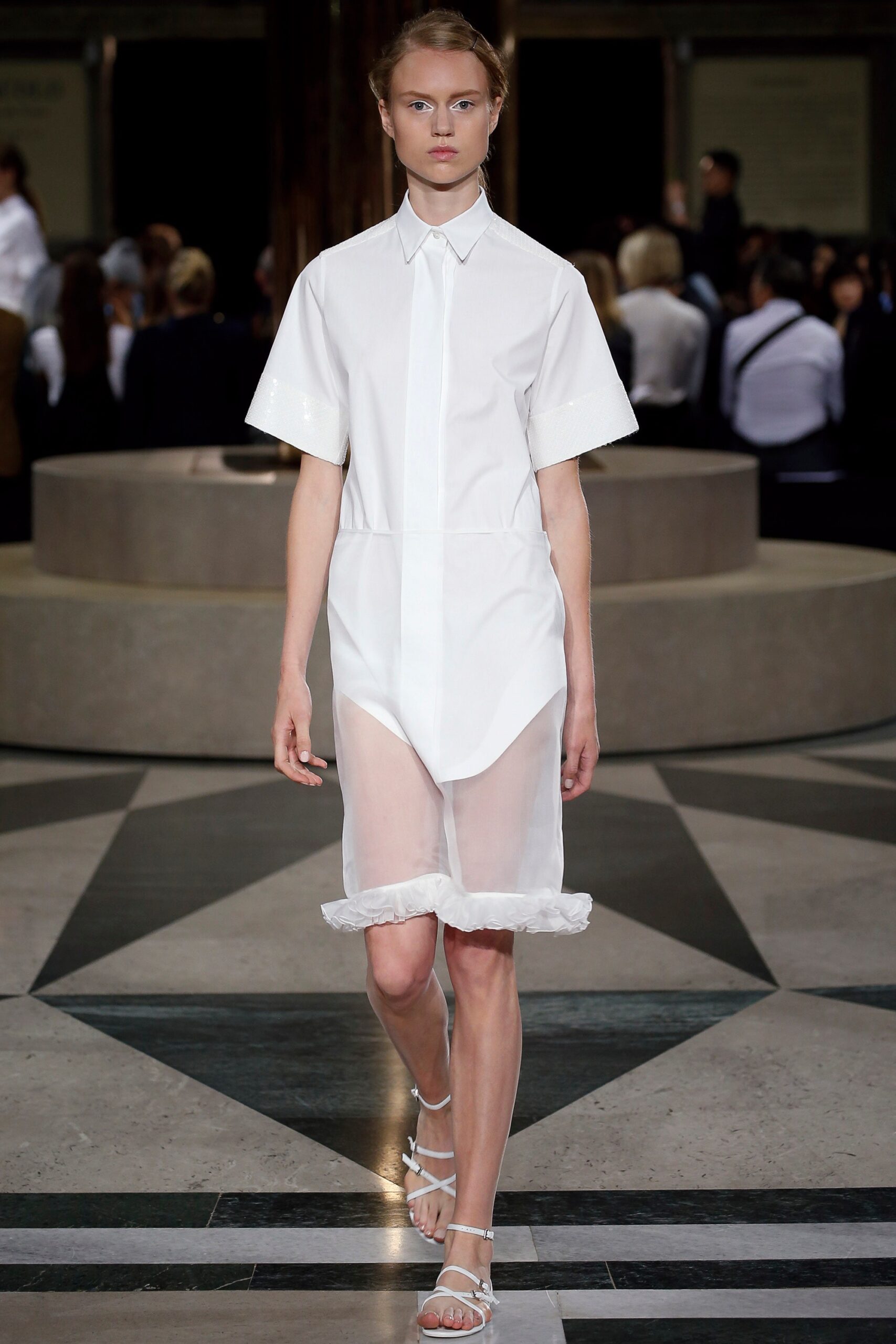 white fitted shirt-dress