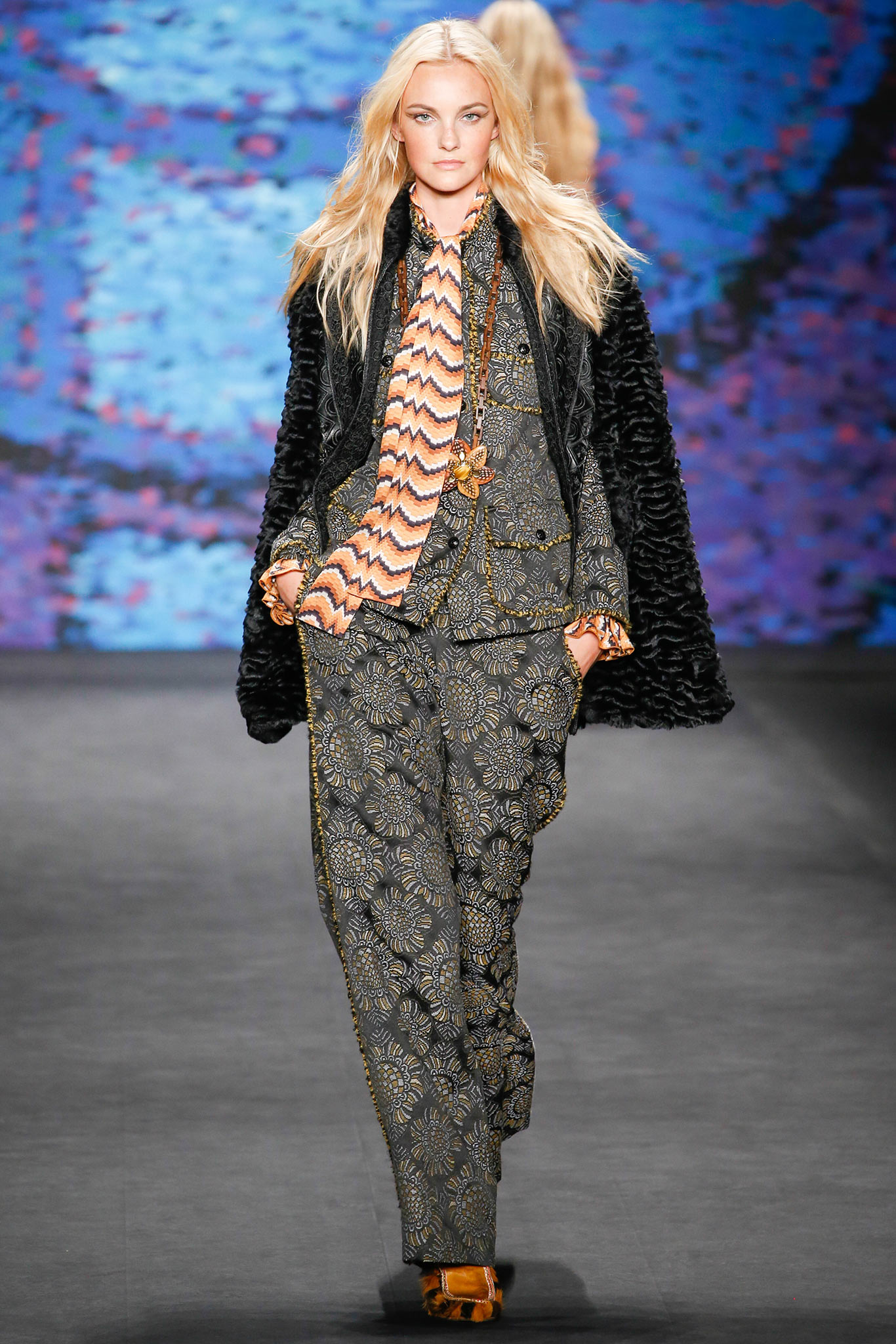 black and gold printed suit