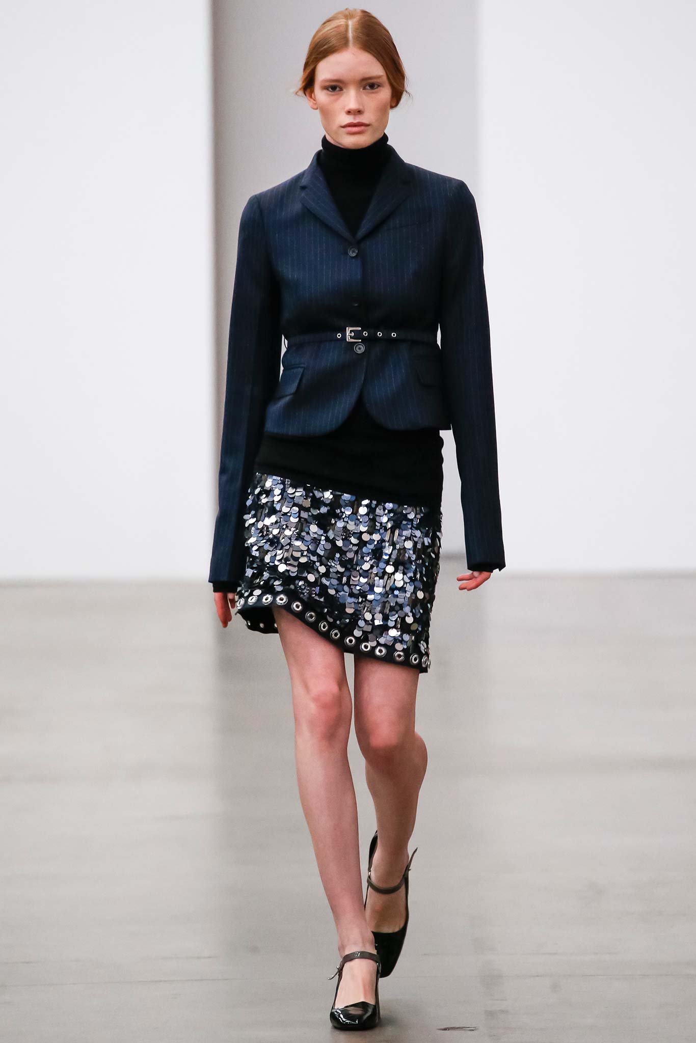 tailored black blazer with mini skirt