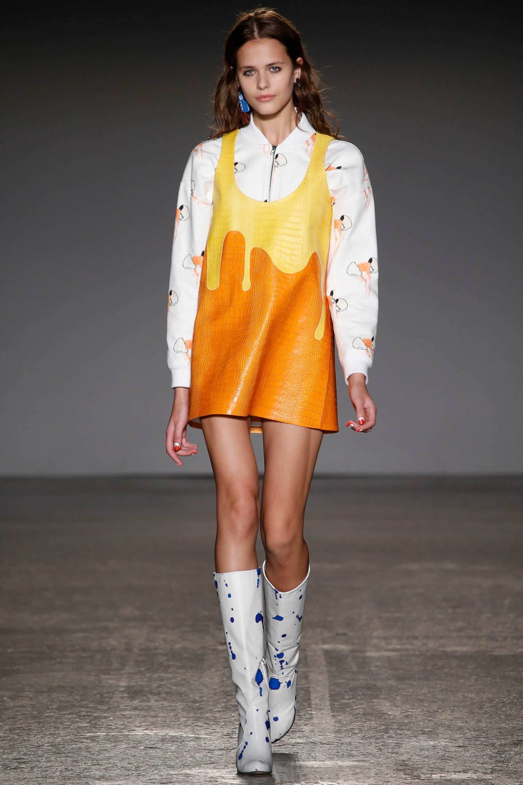 yellow orange mini dress with shirt