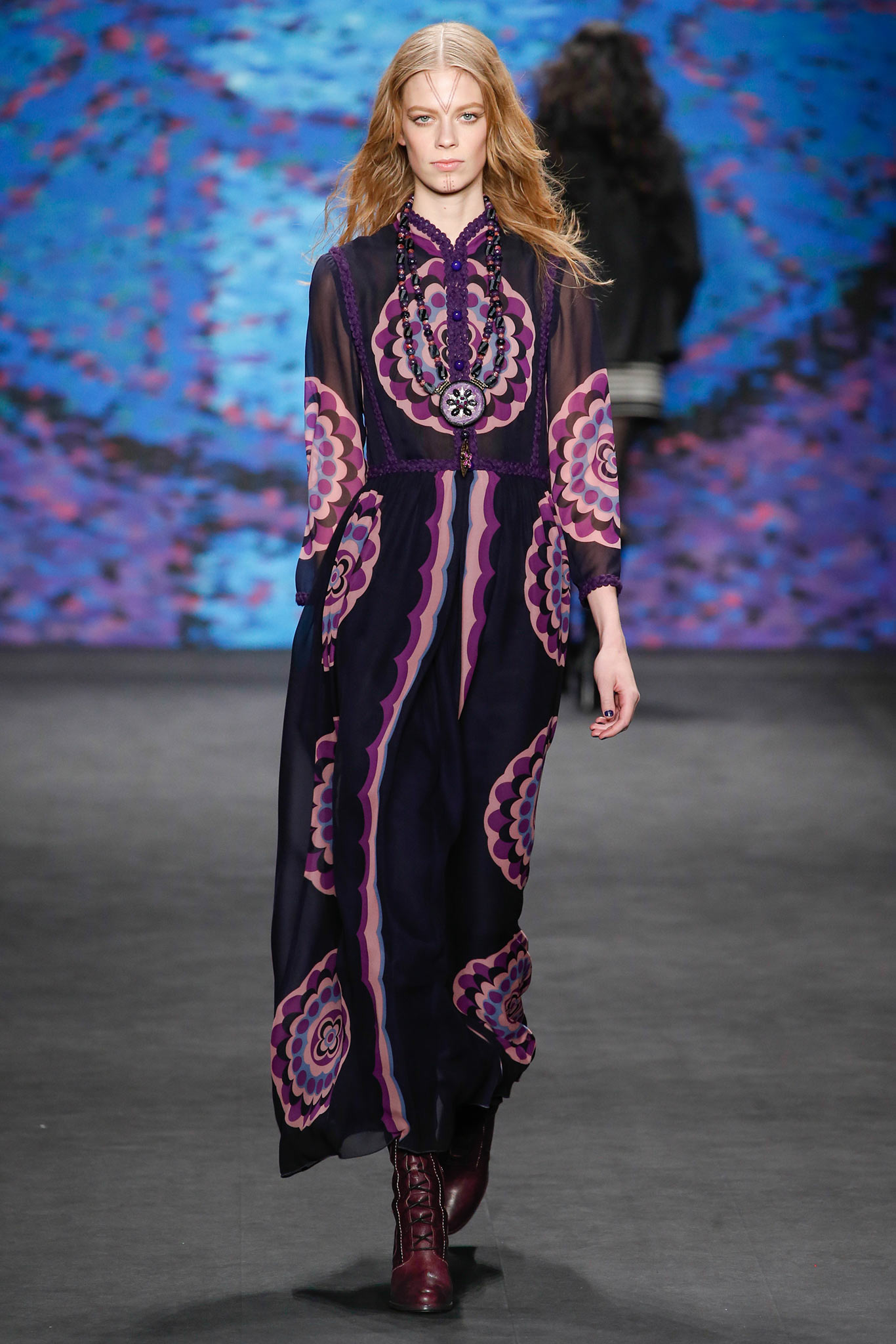 purple printed maxi dress