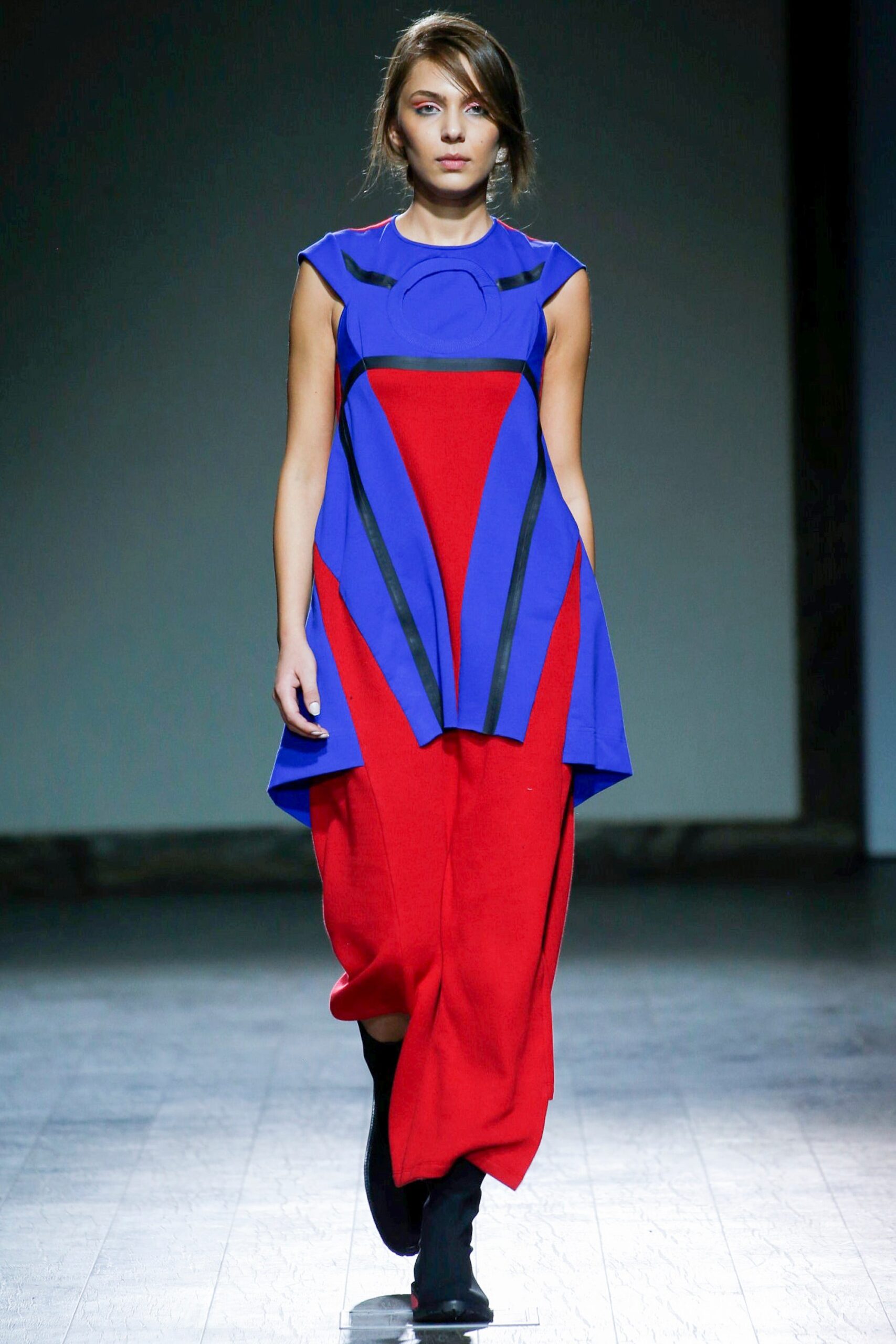 blue and red asymmetric dress