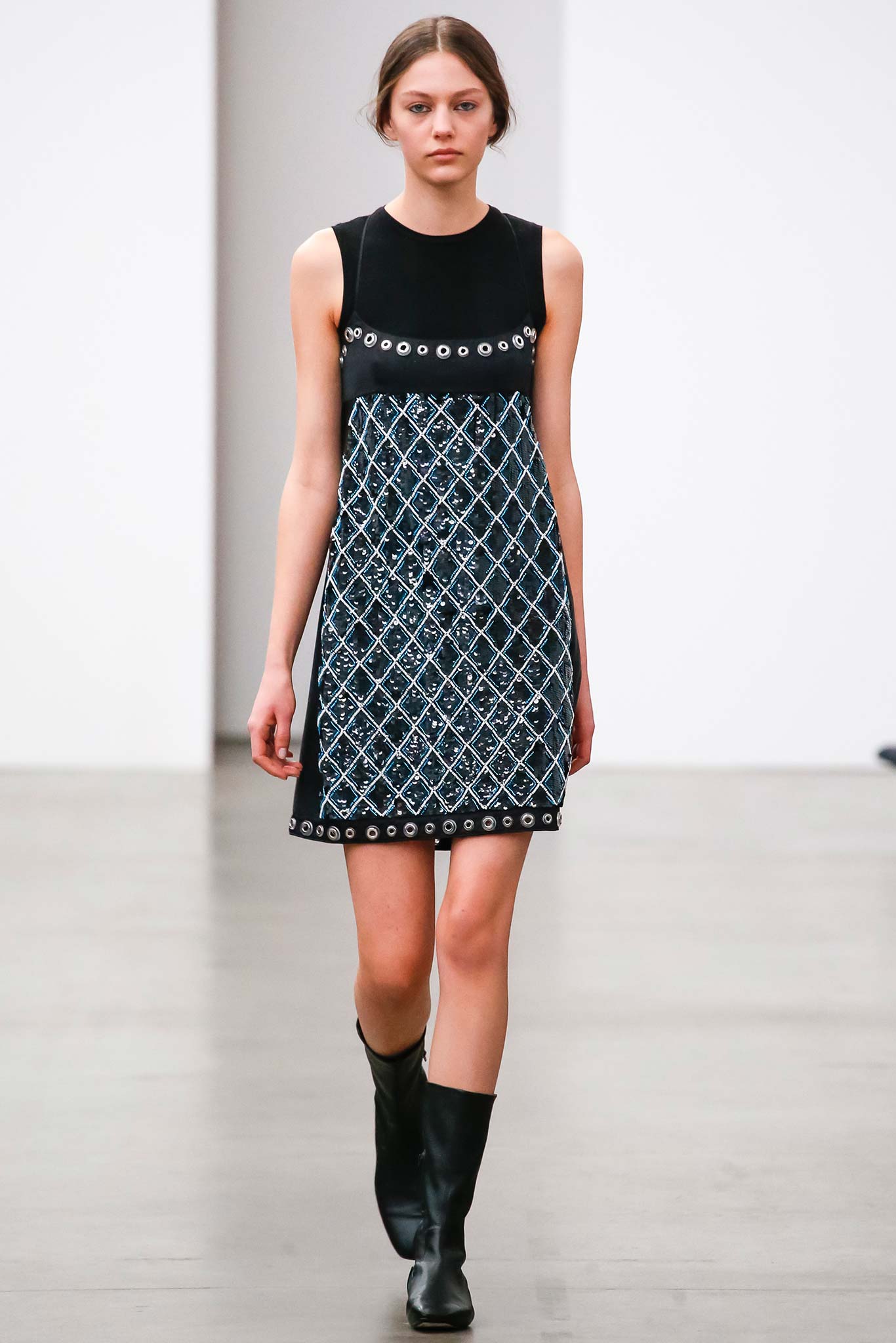 black embroidered mini dress