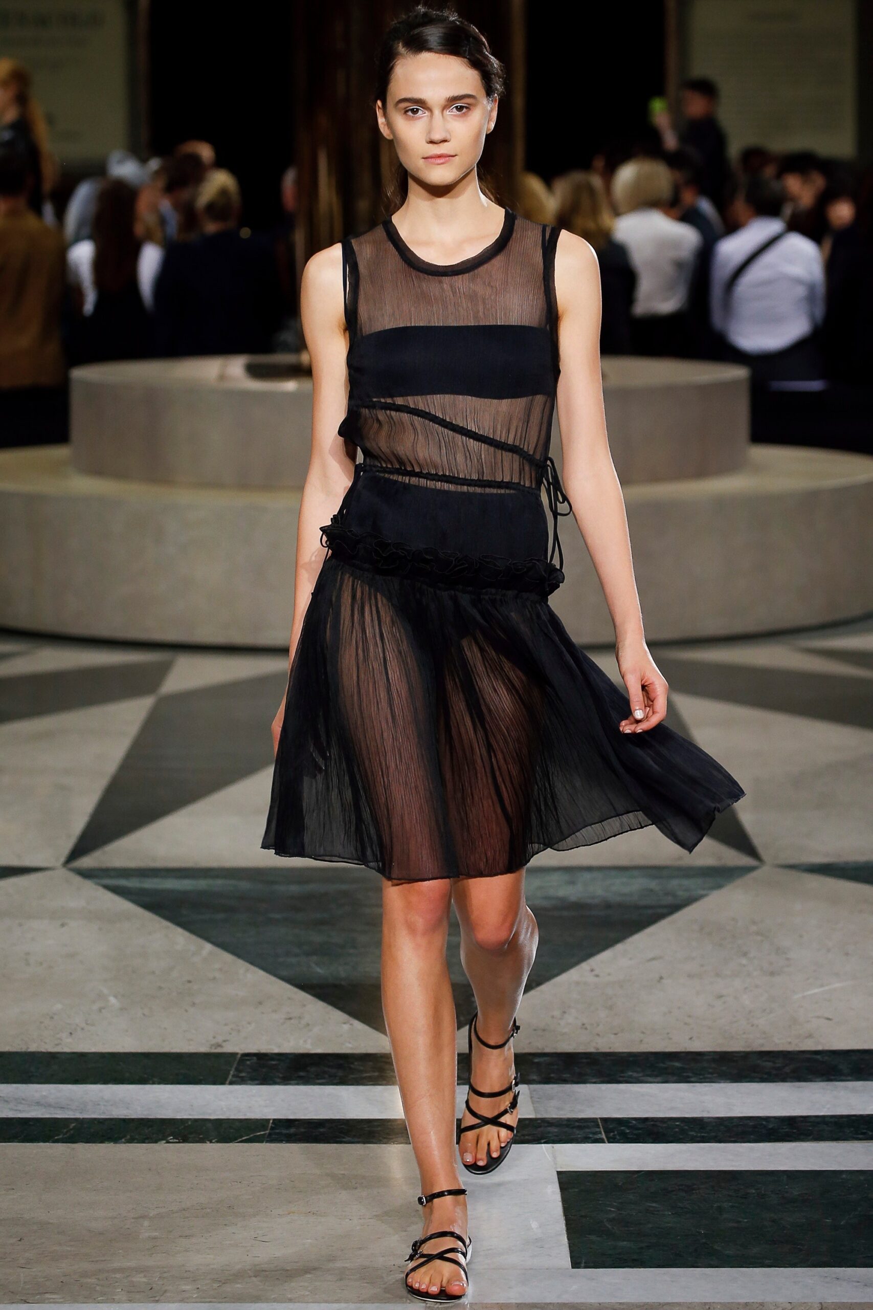 black sheer sleeveless dress