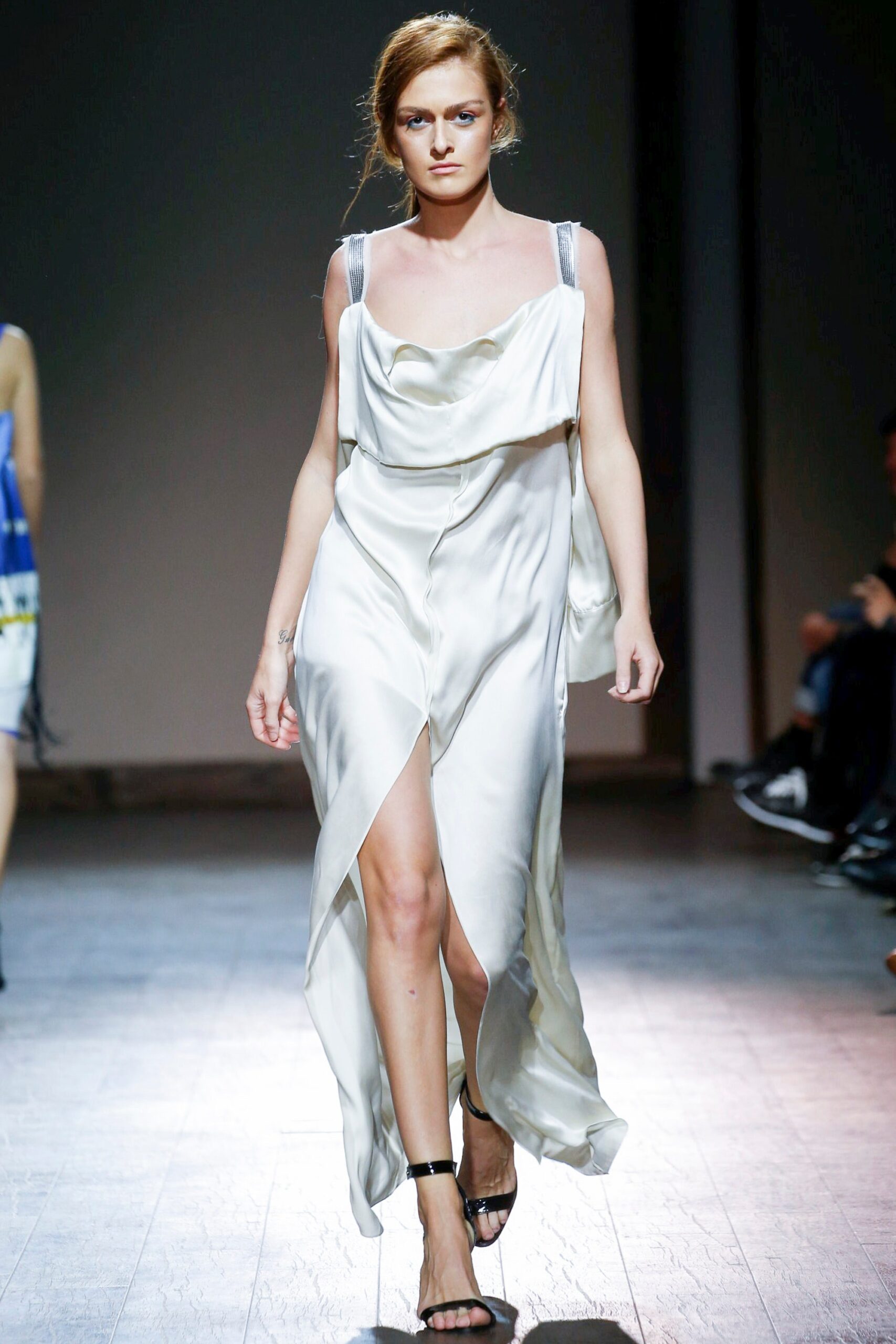 white silk relaxed dress