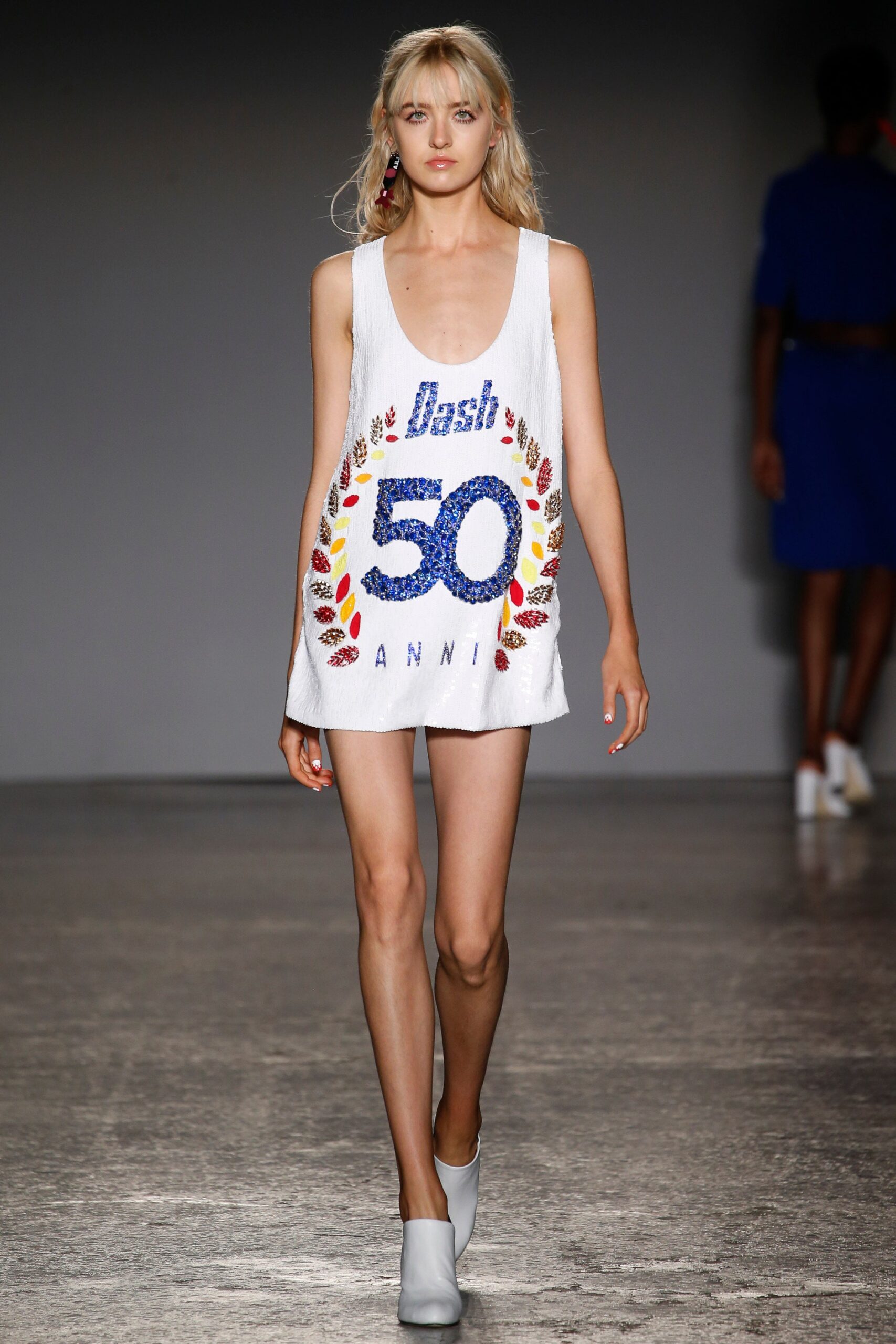 white multi-colored embroidered dress