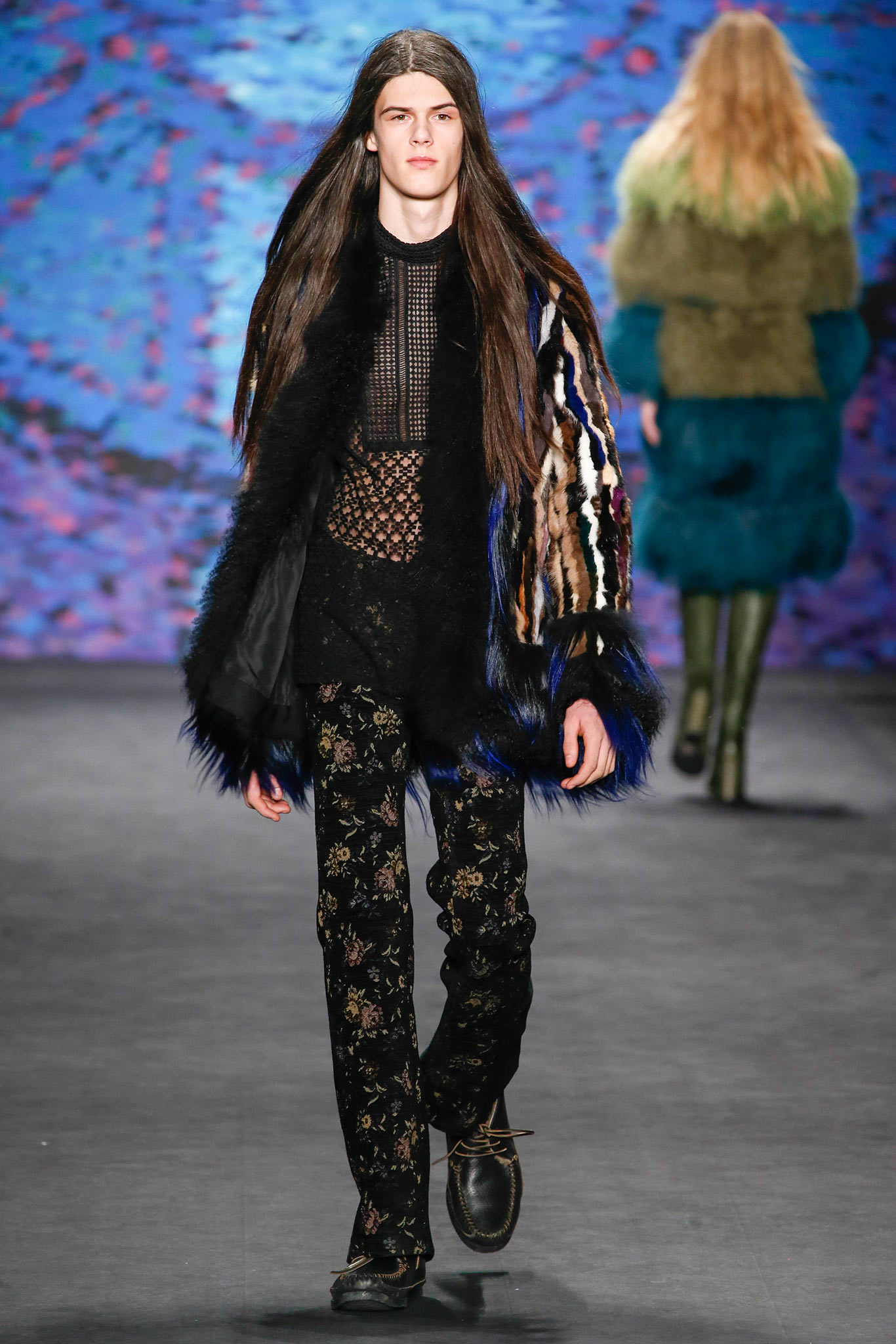black mesh top with relaxed coat