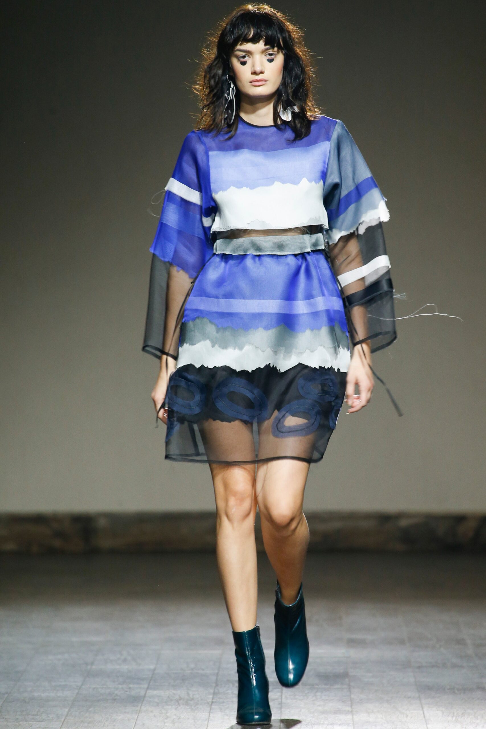 sheer blue printed mini-dress