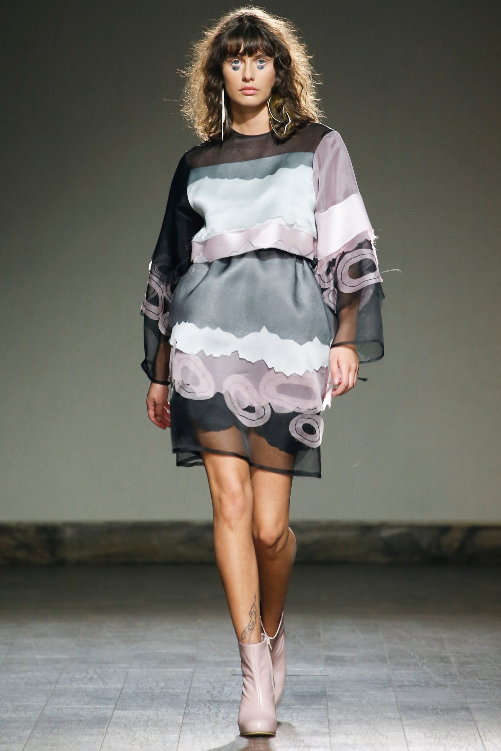 sheer printed chiffon mini dress