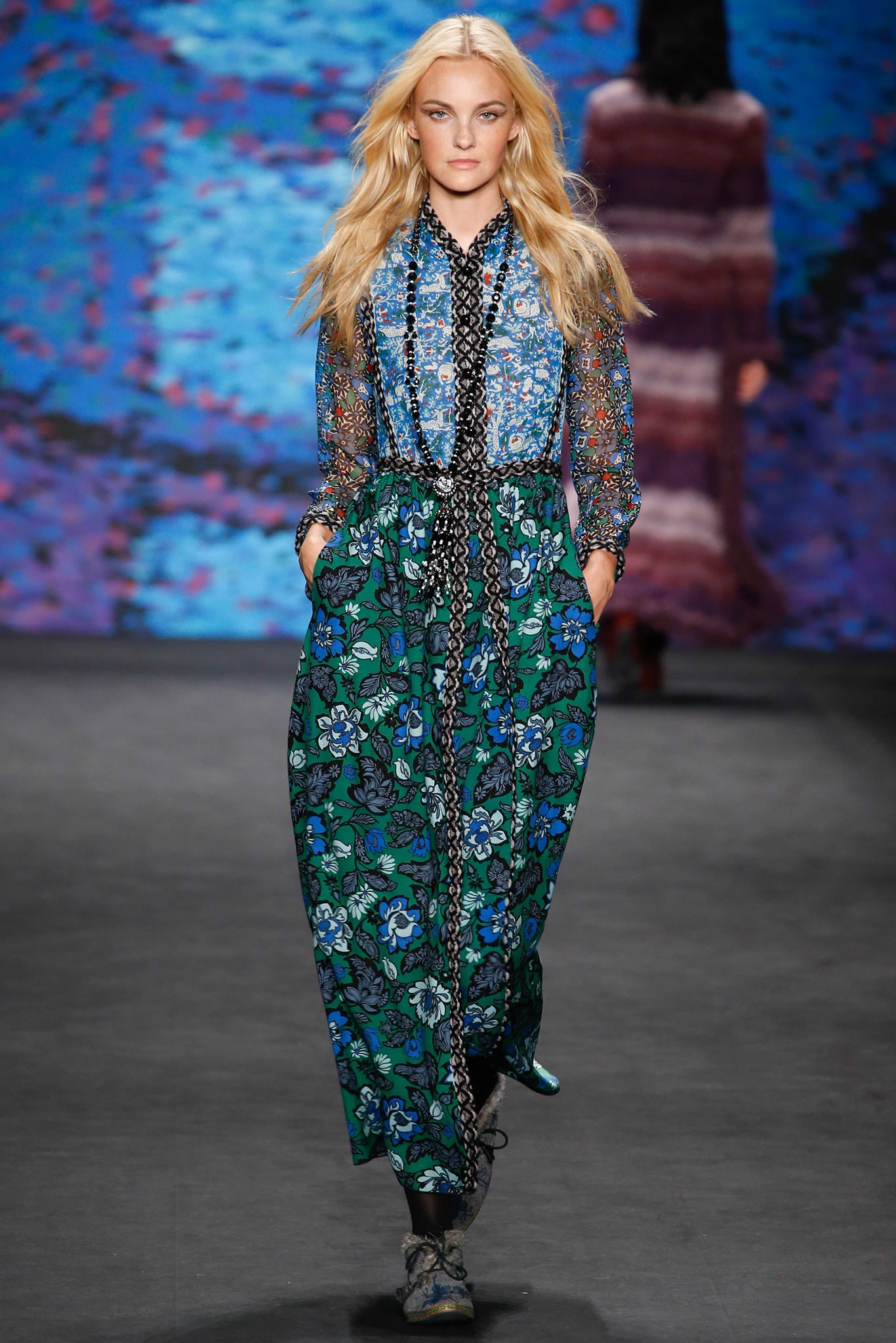 floral maxi dress with long sleeves