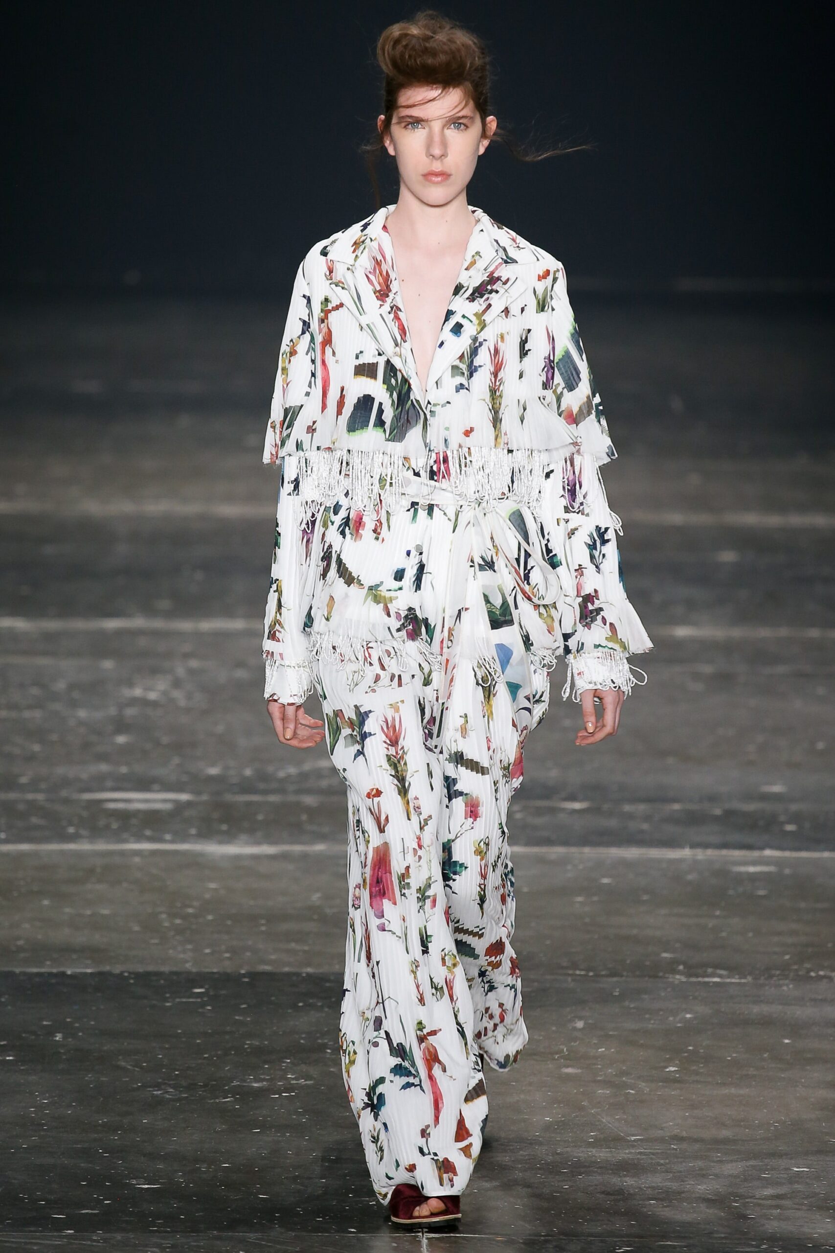 white multi-printed relaxed jumpsuit