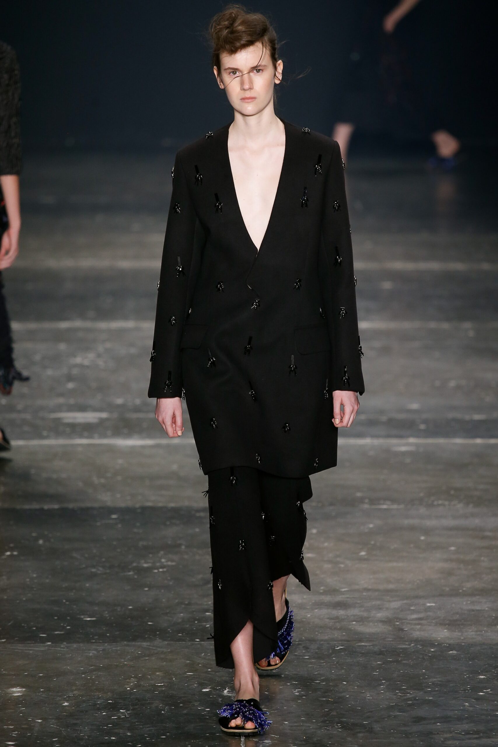 black silk fitted suit