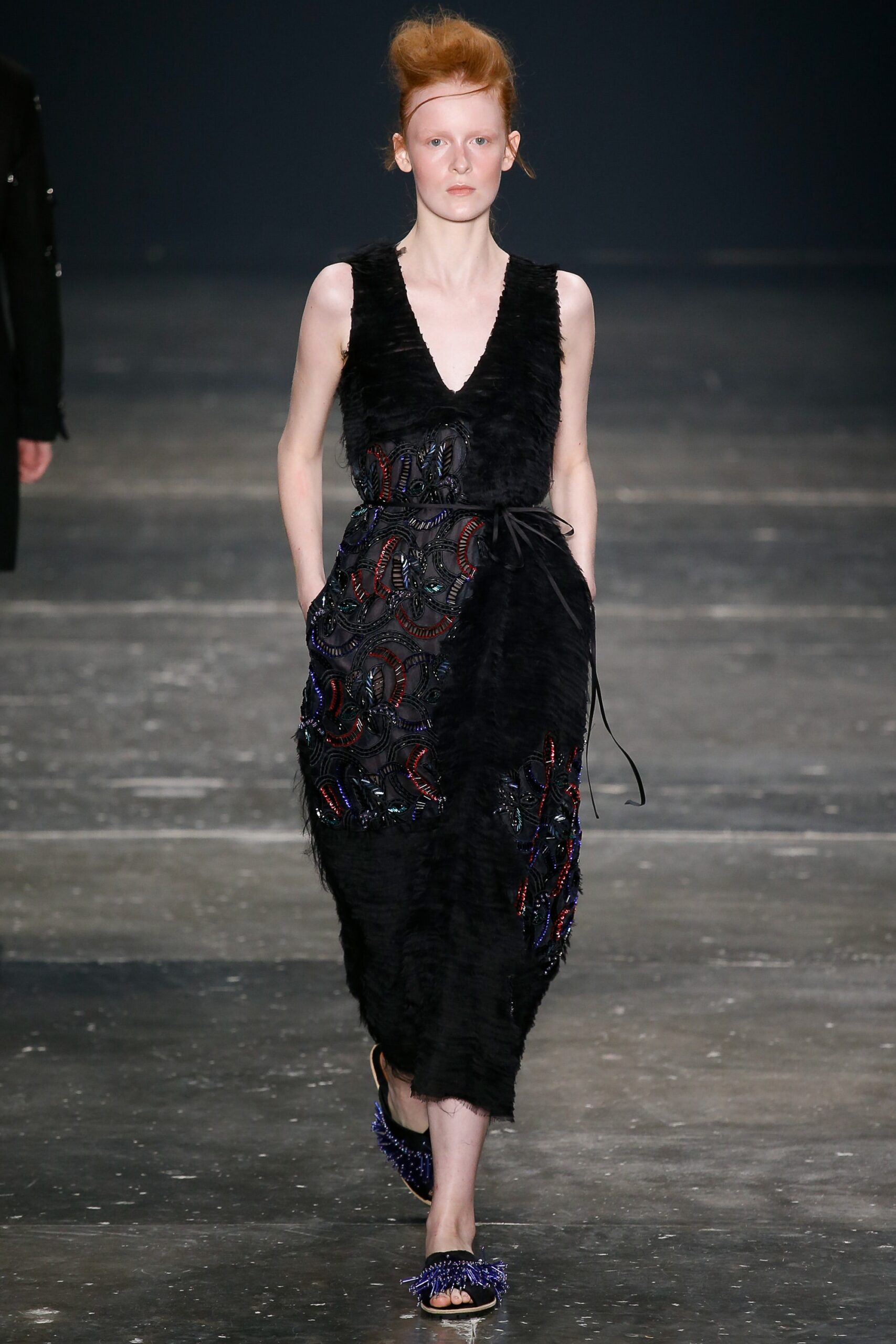 black silk sleeveless dress