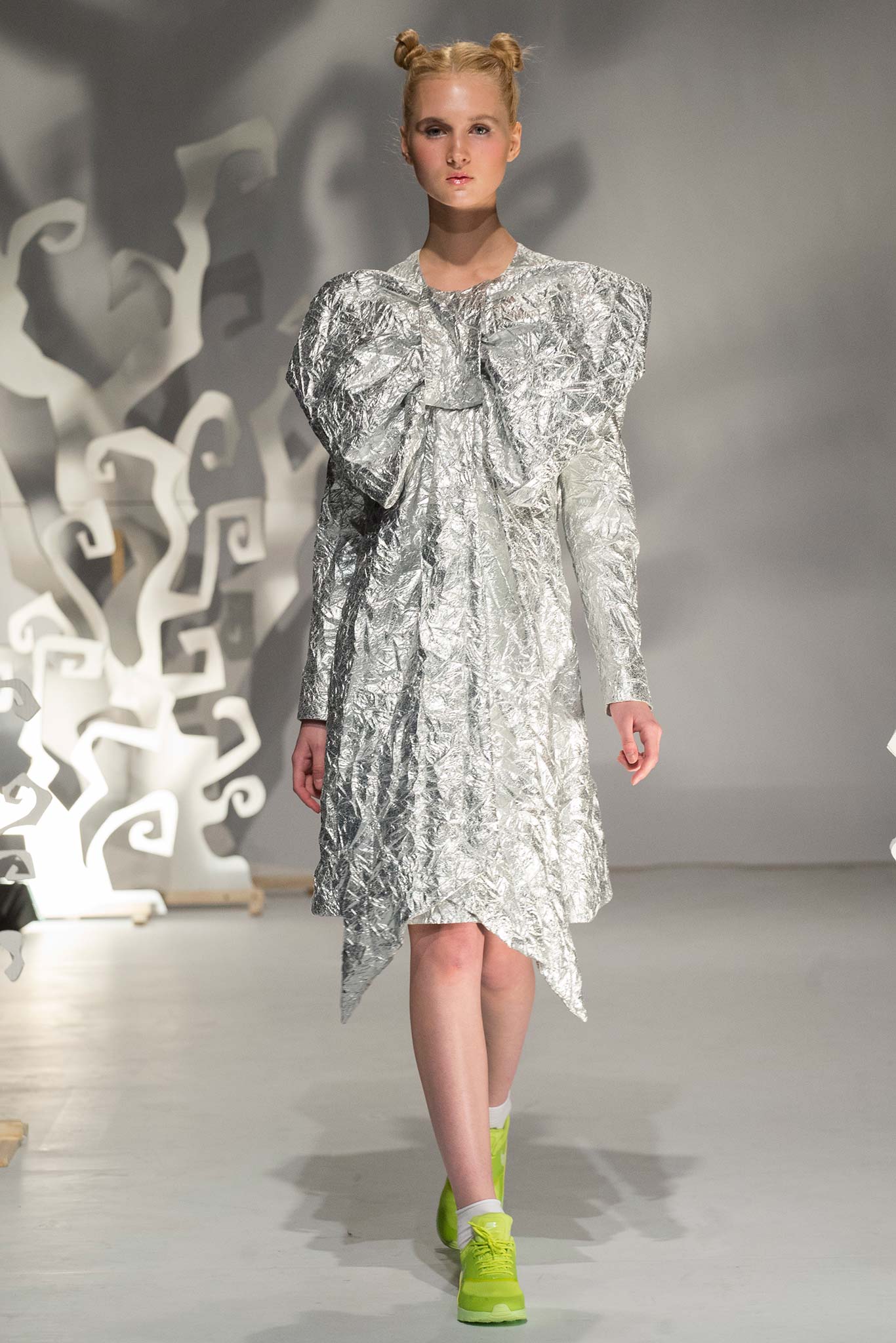 silver metallic asymmetric dress