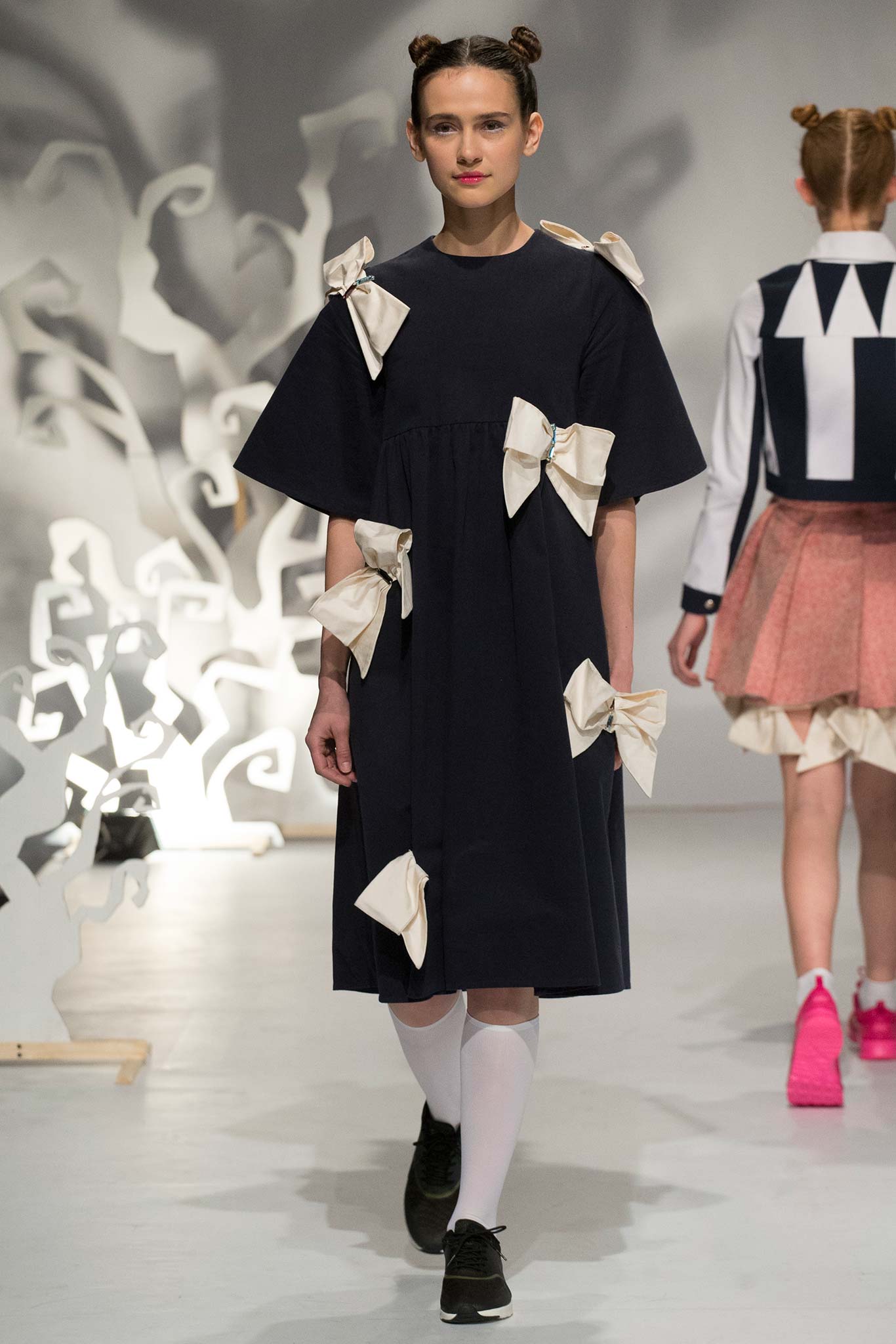 black midi dress with bows