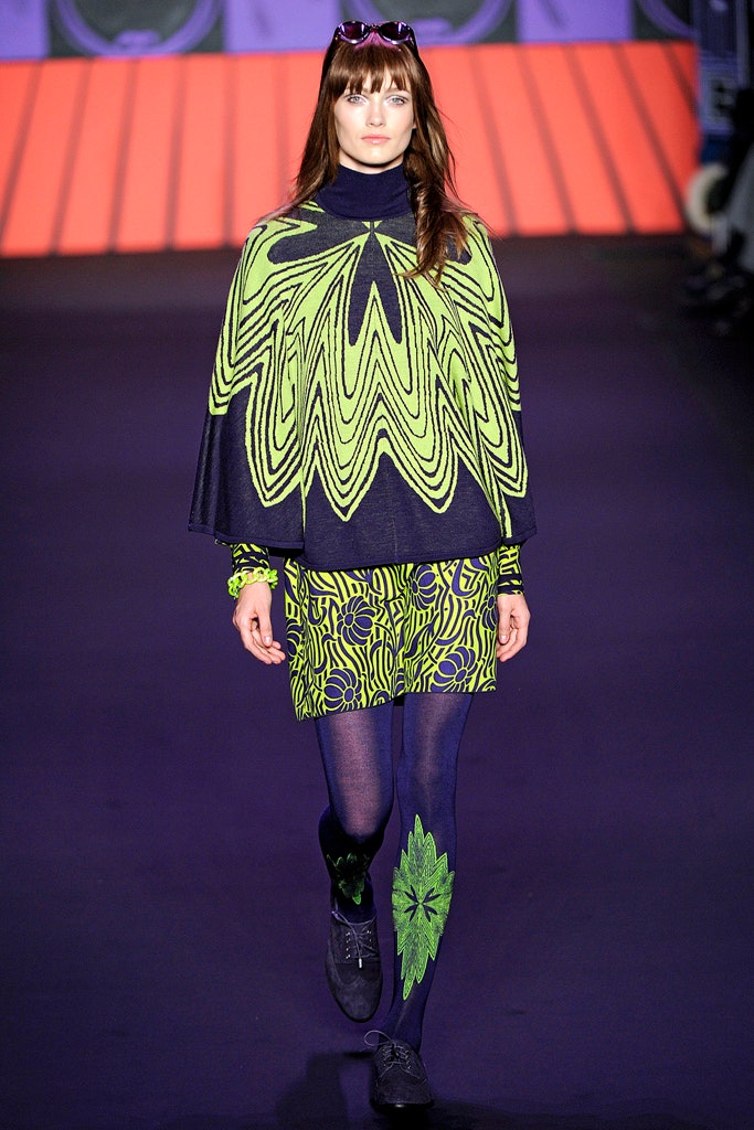 black and green printed poncho