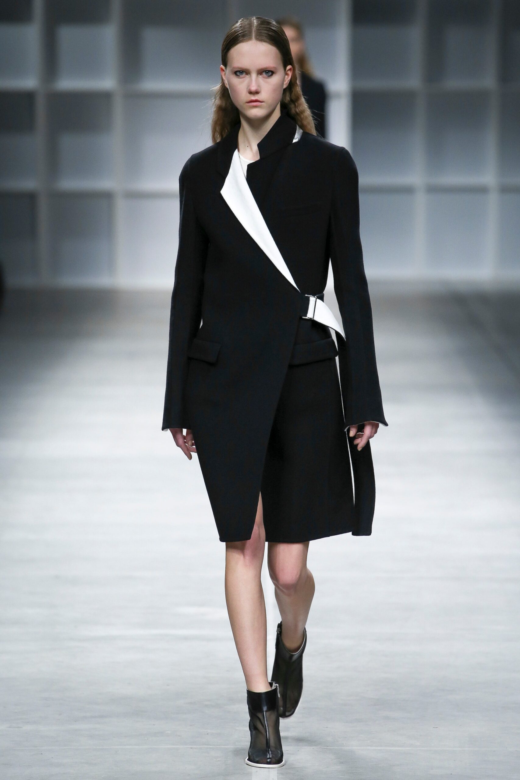 black and white fitted coat