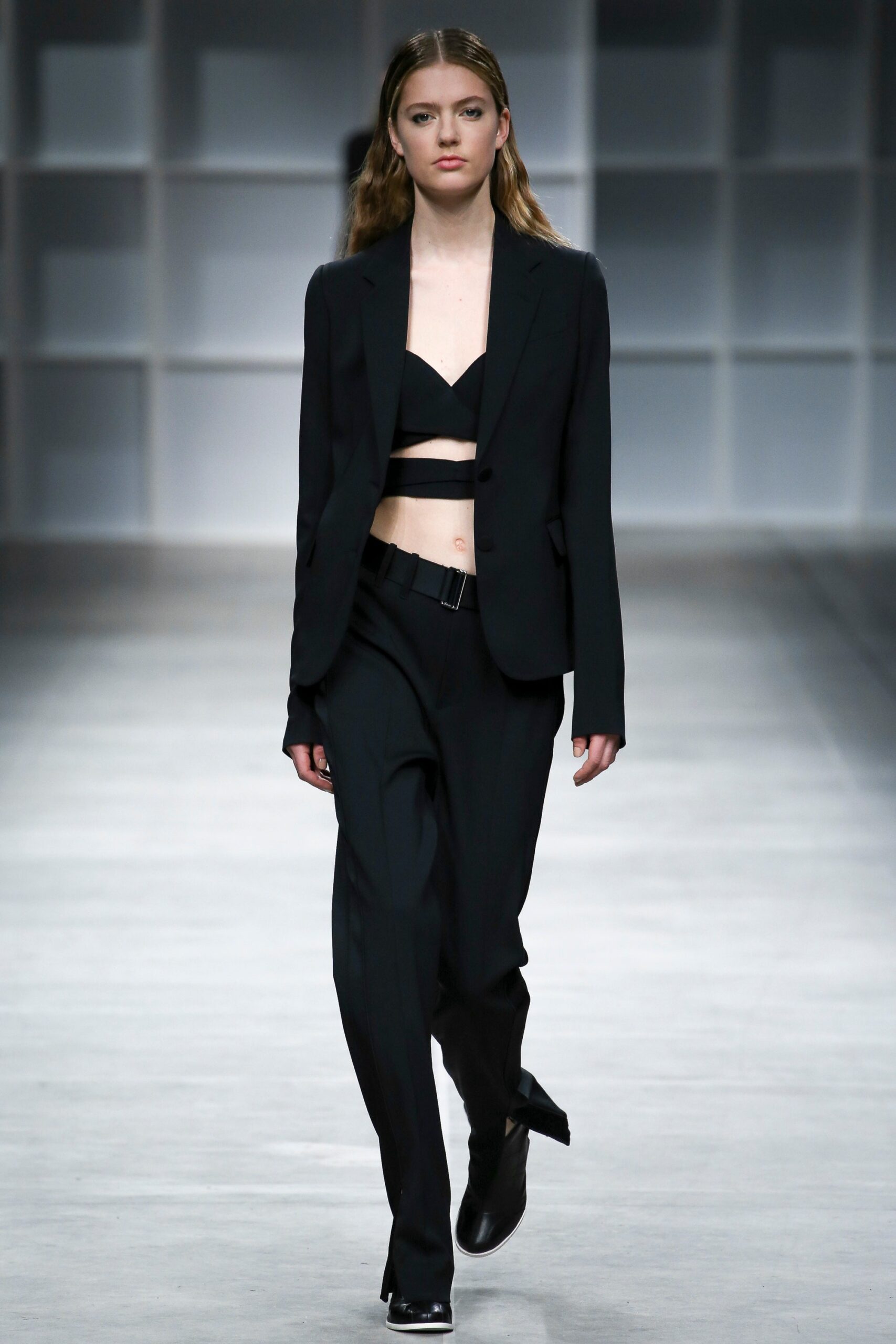 black tailored blazer and pants