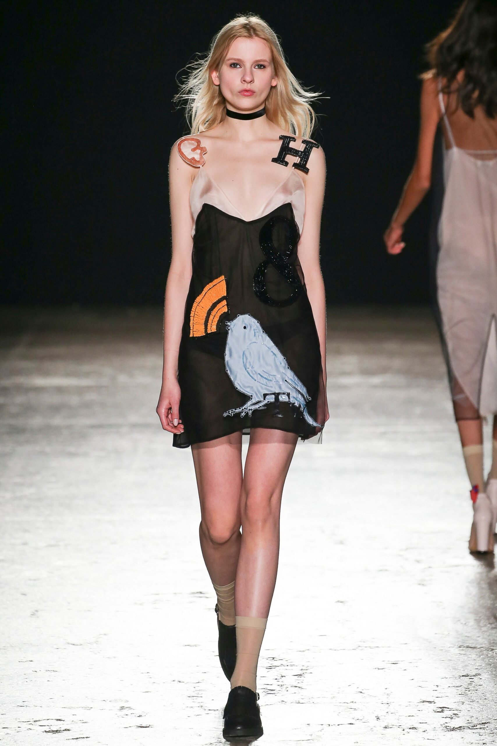 black silk sleeveless dress