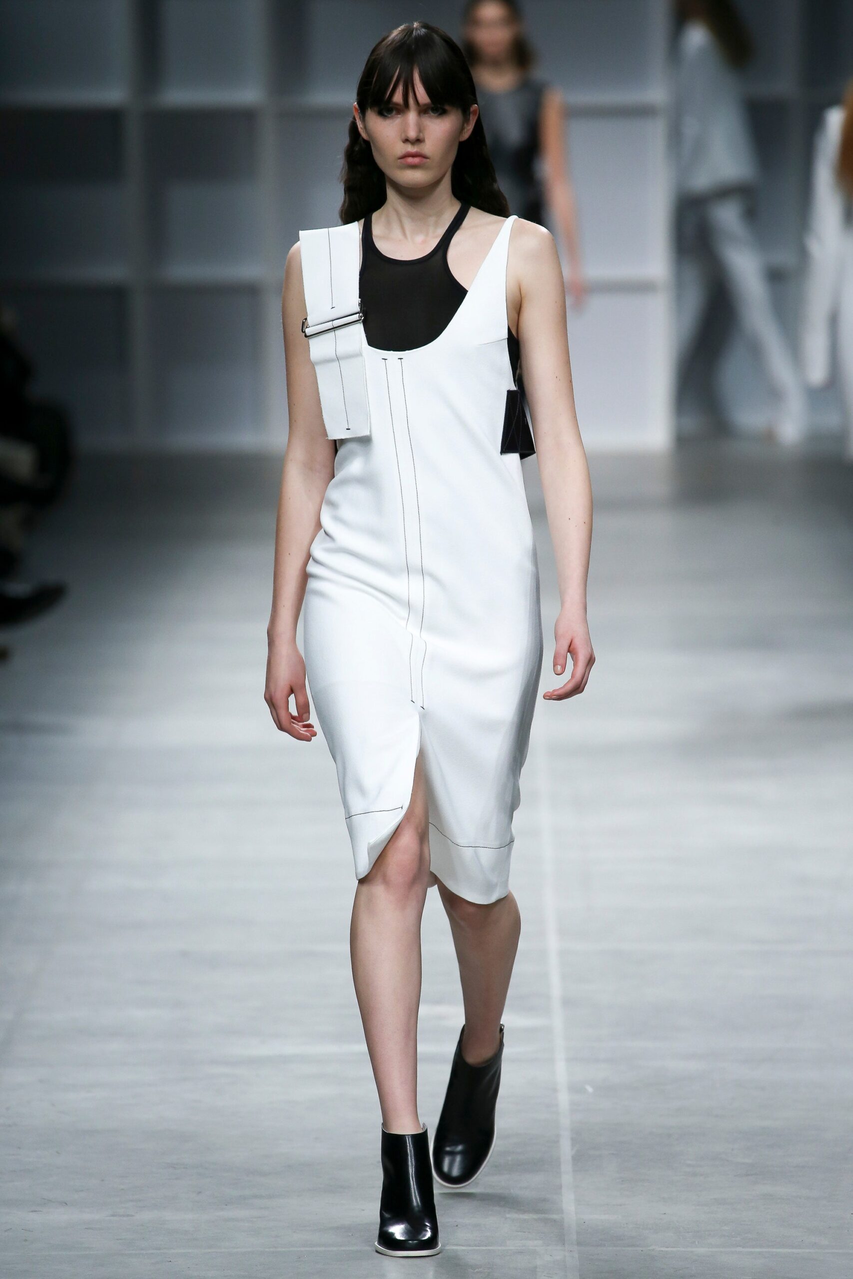 white leather fitted dress