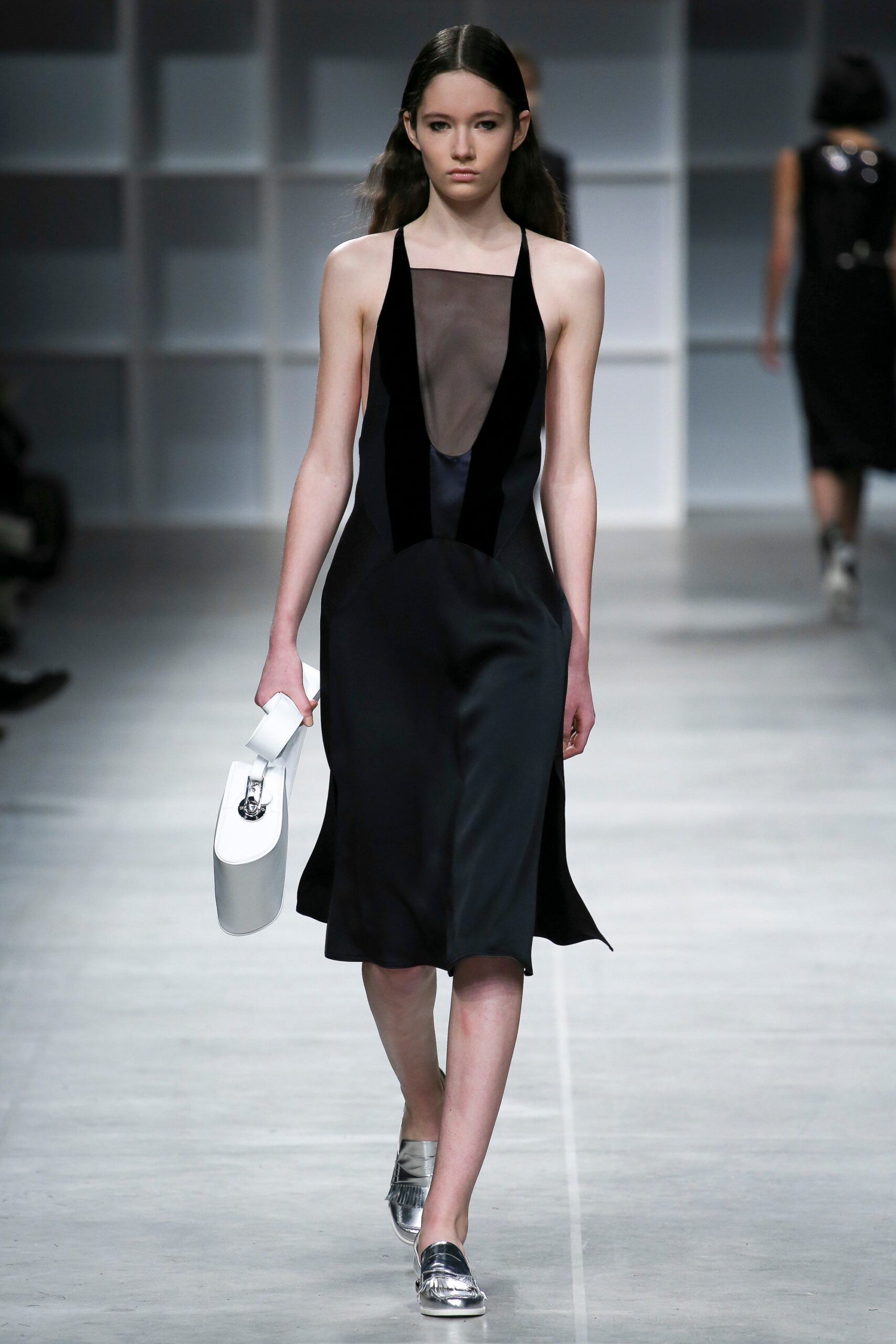 black silk sleeveless dress