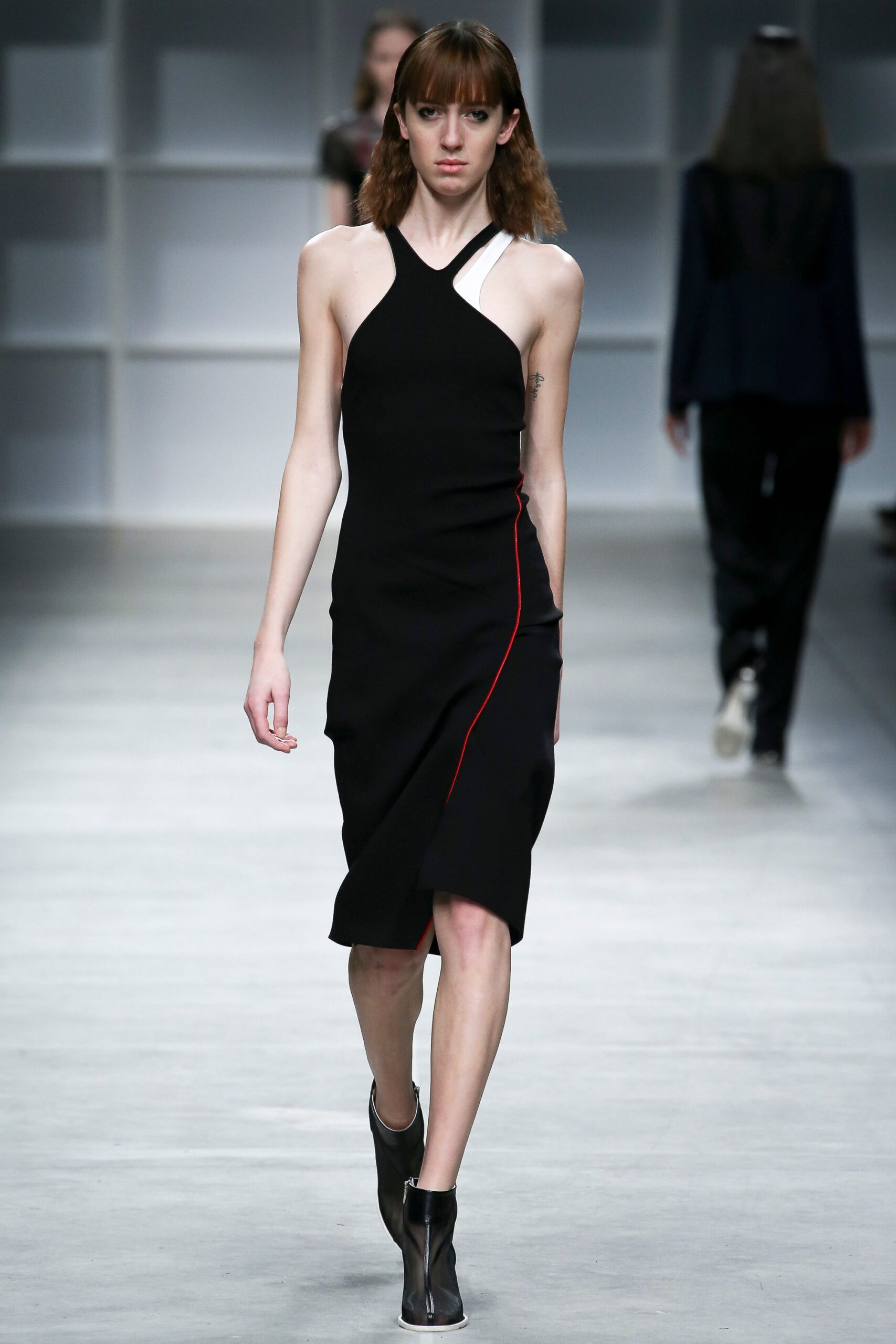 black fitted halter dress