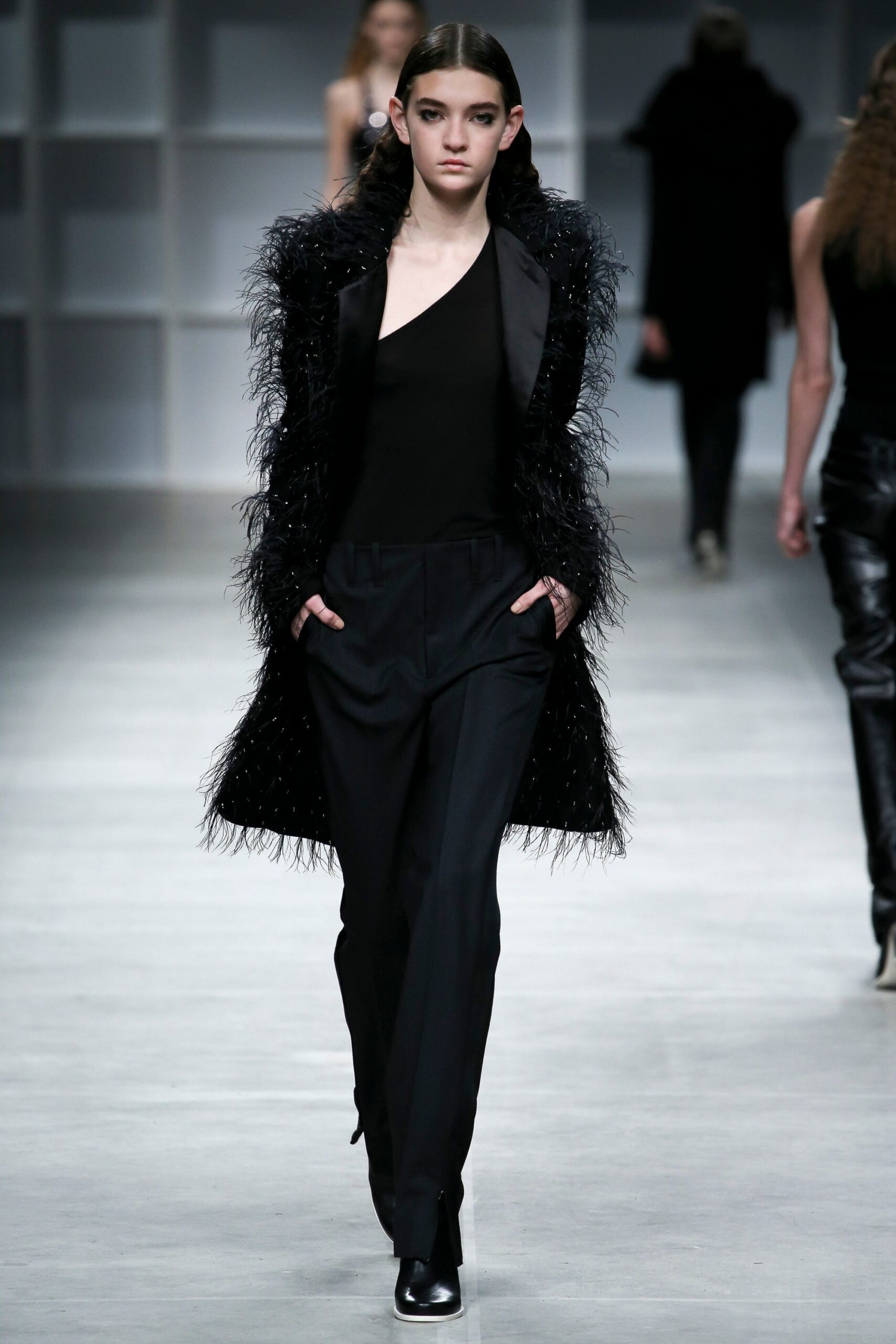 black fur coat with fitted top