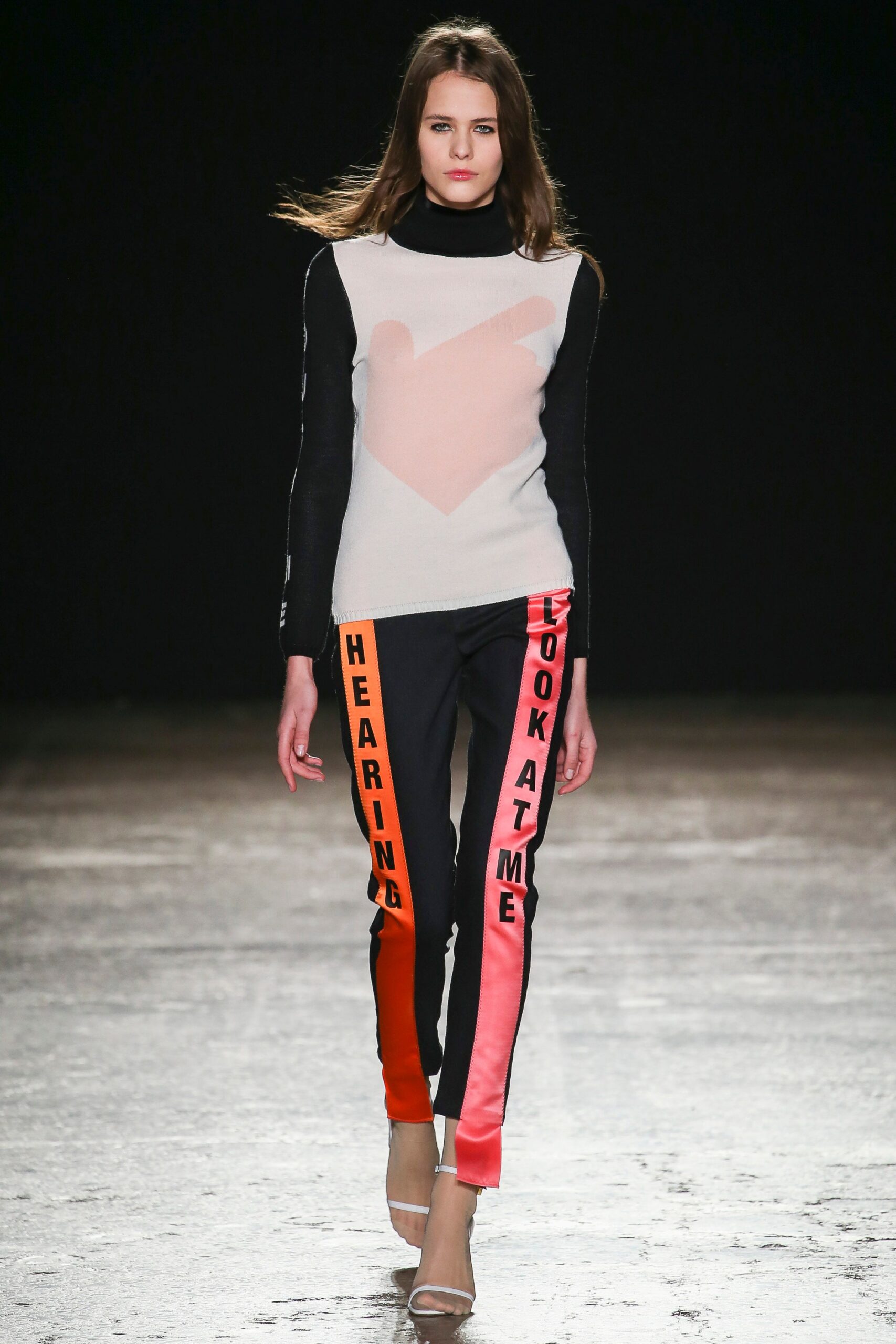 color-blocked fitted top with slim pants