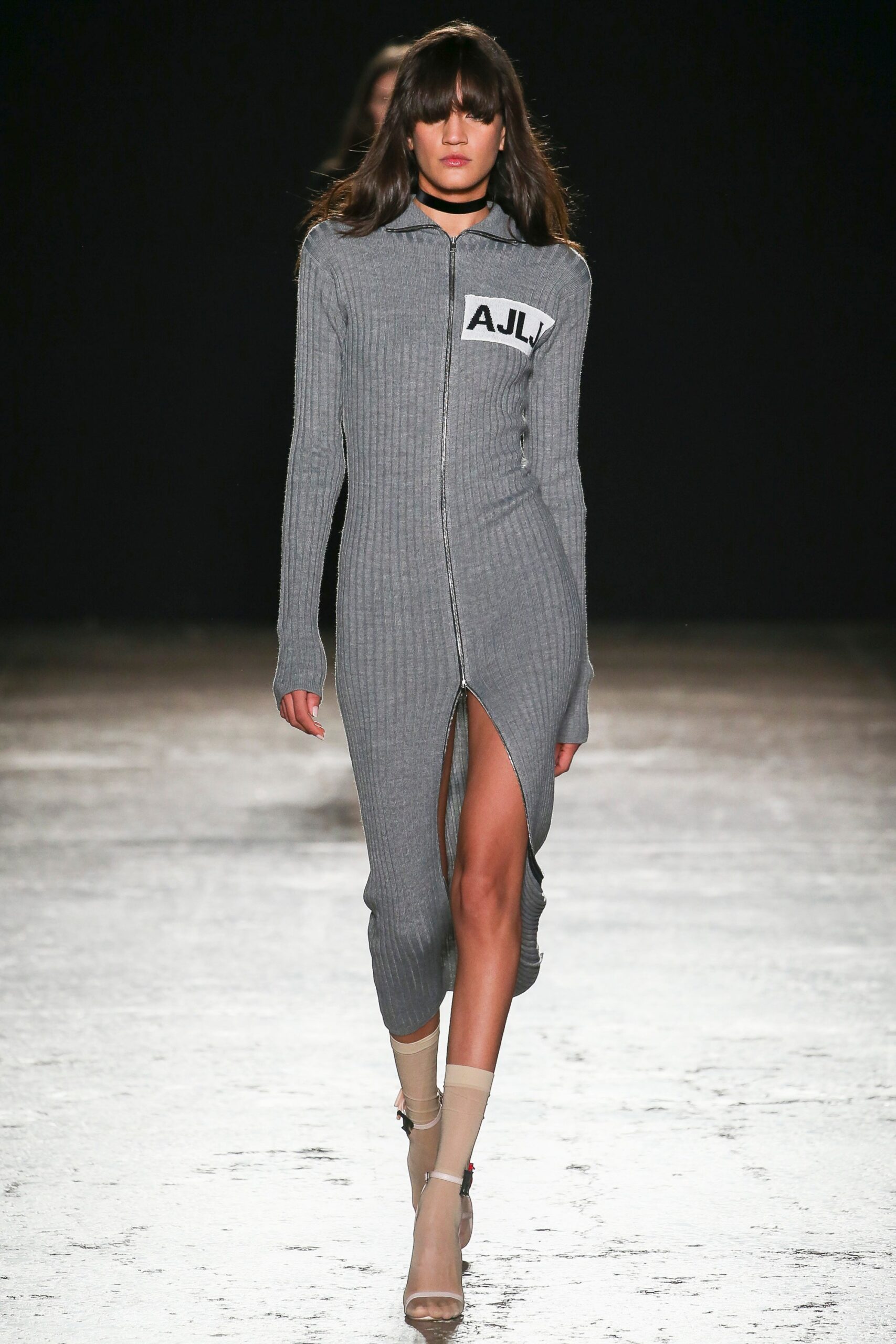 gray fitted midi dress