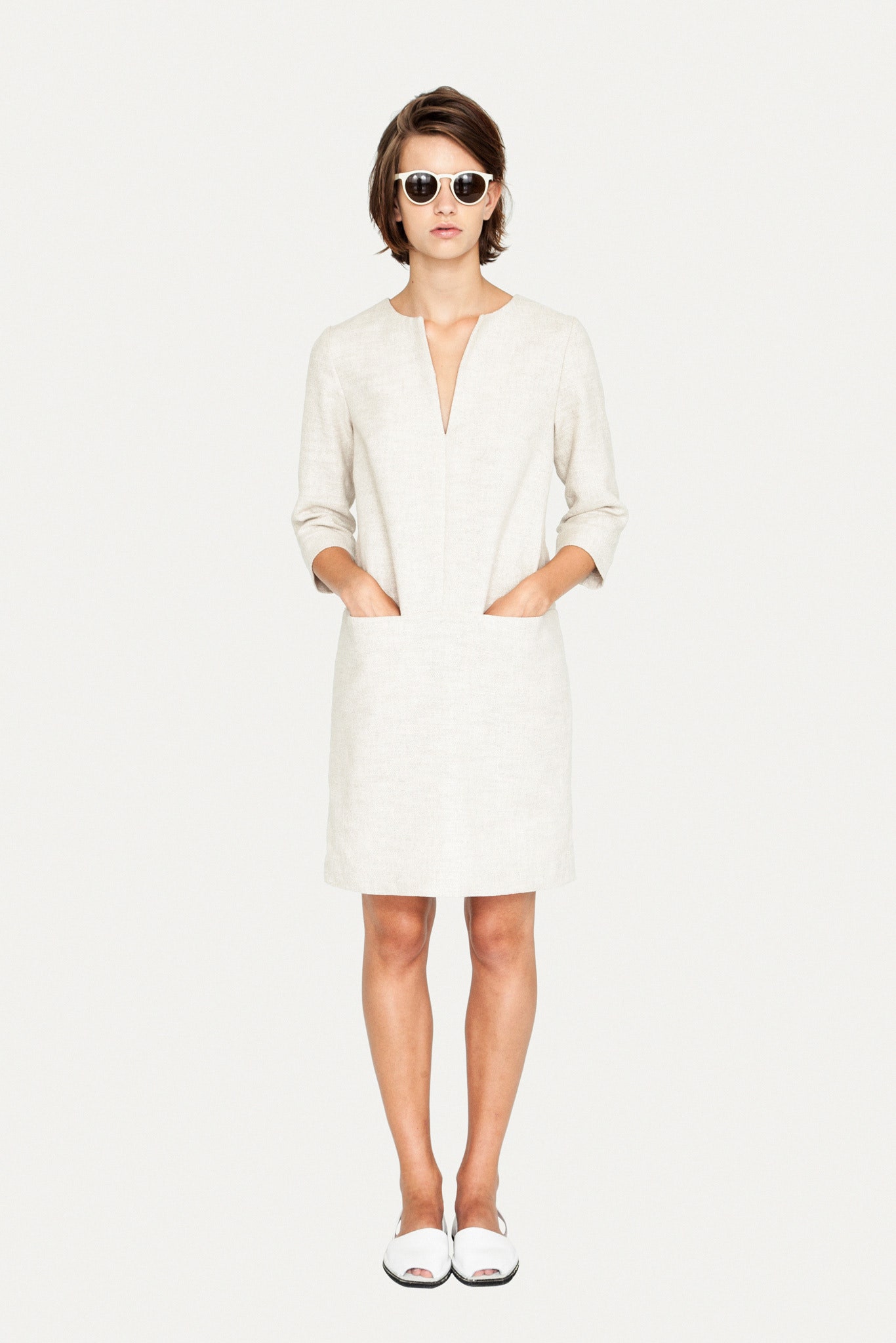white cotton fitted dress