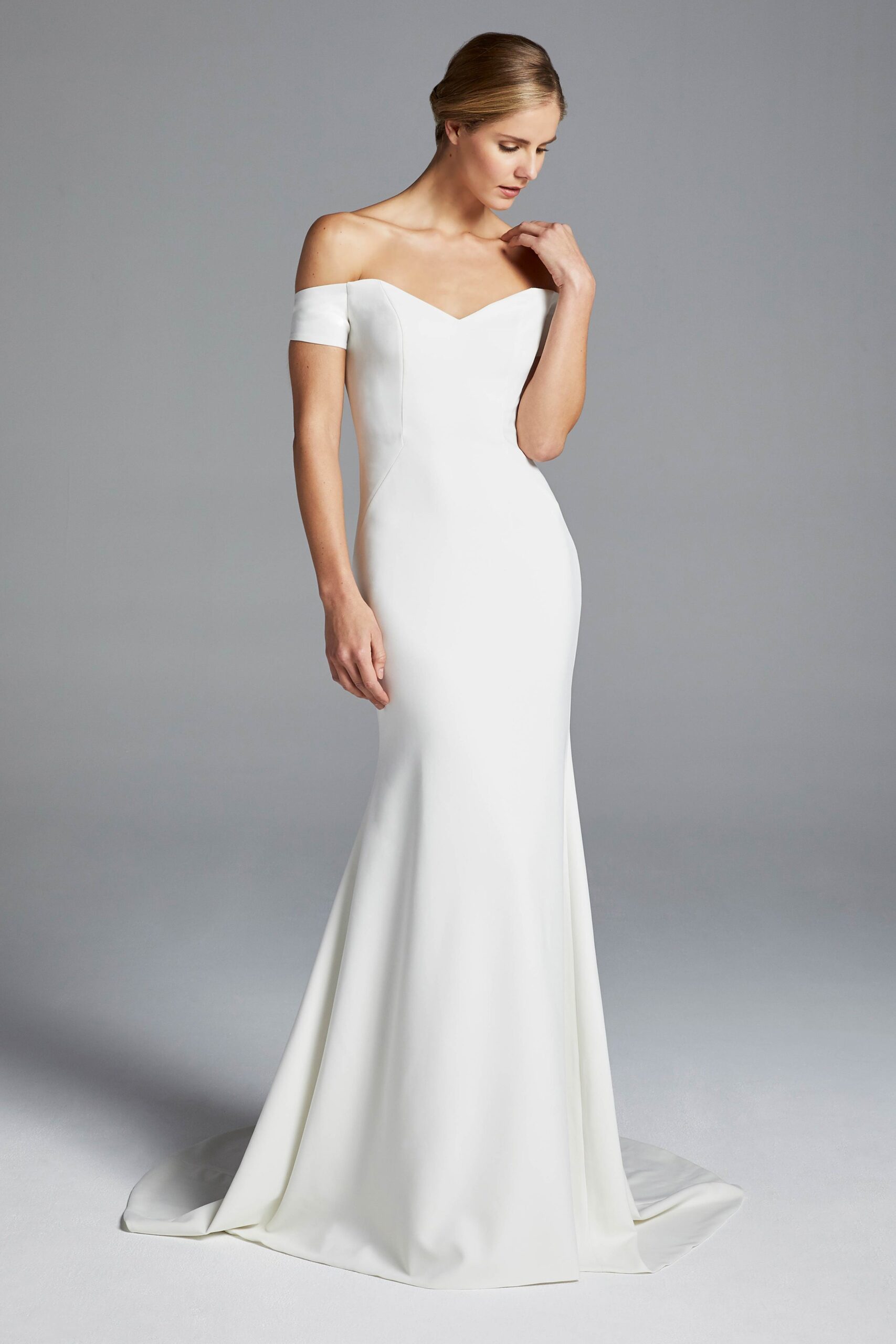 white fitted silk gown