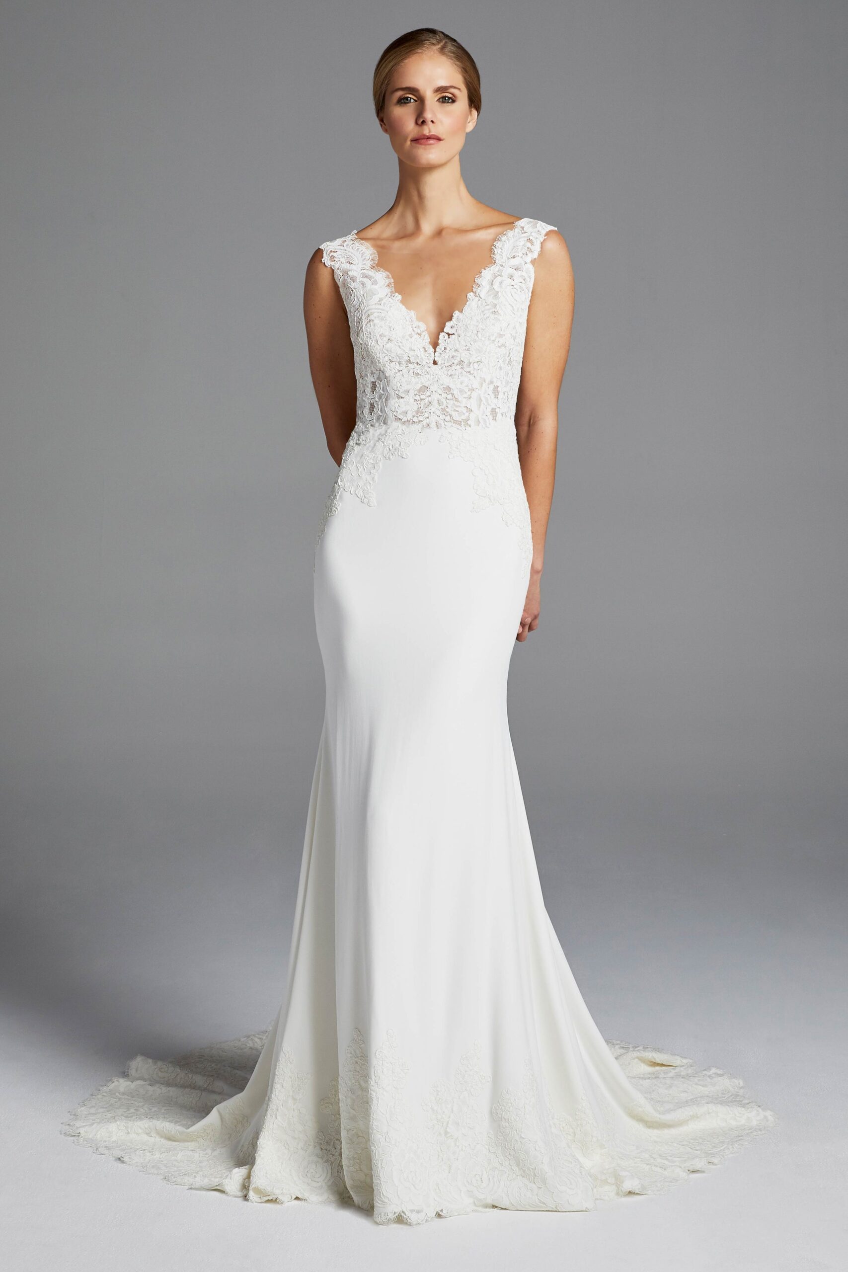 white fitted sleeveless gown