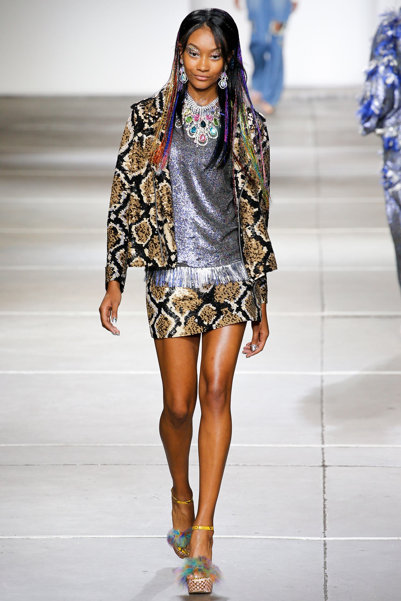 brown silk long-sleeve collared fitted printed jacket