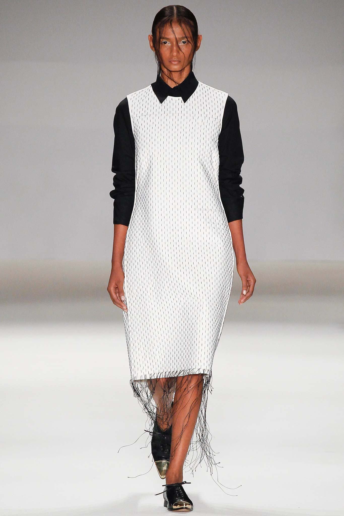 white and black fitted dress