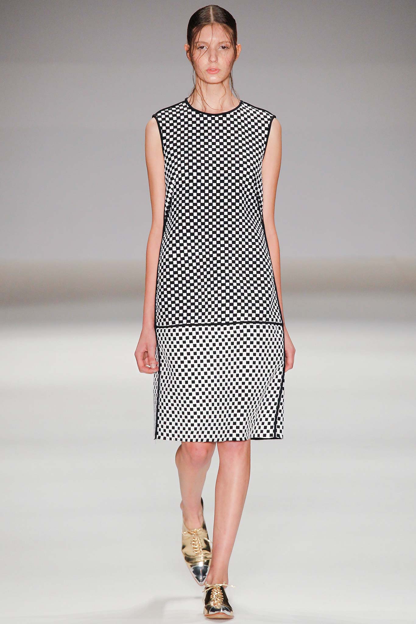 black and white printed midi dress