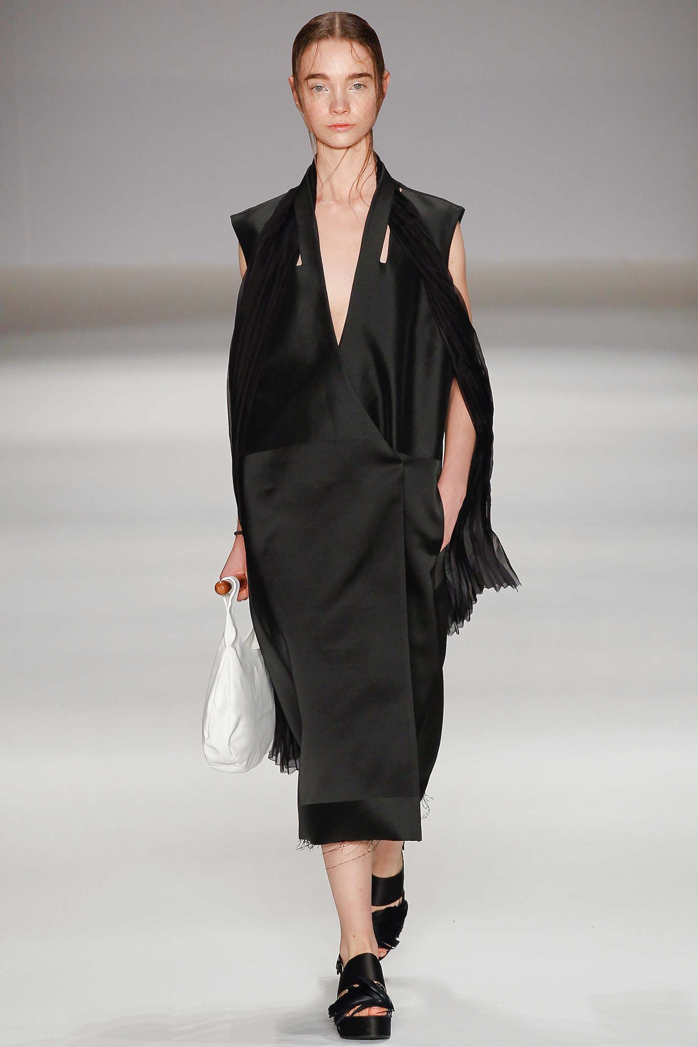 black silk sleeveless dress