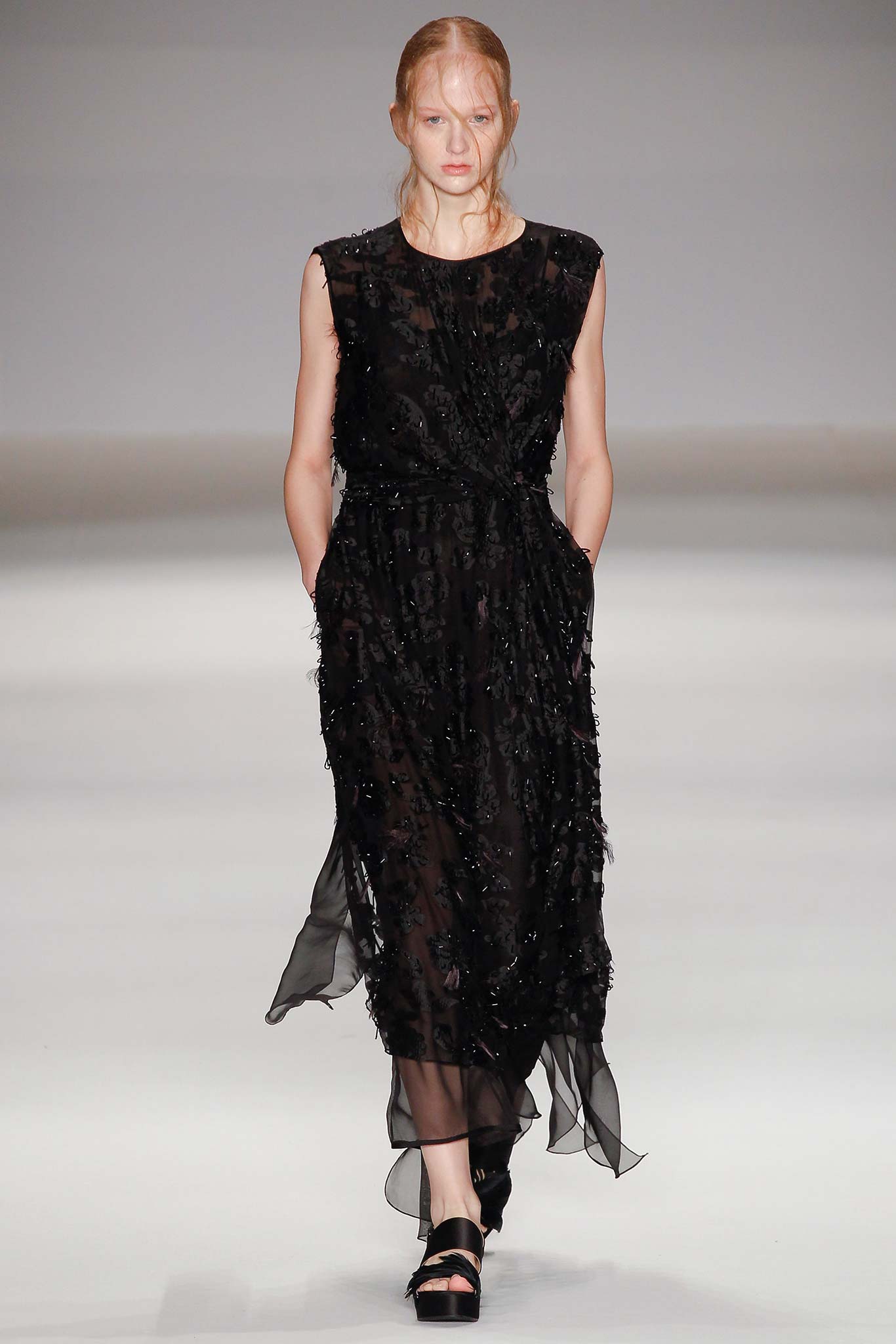 black silk sleeveless dress