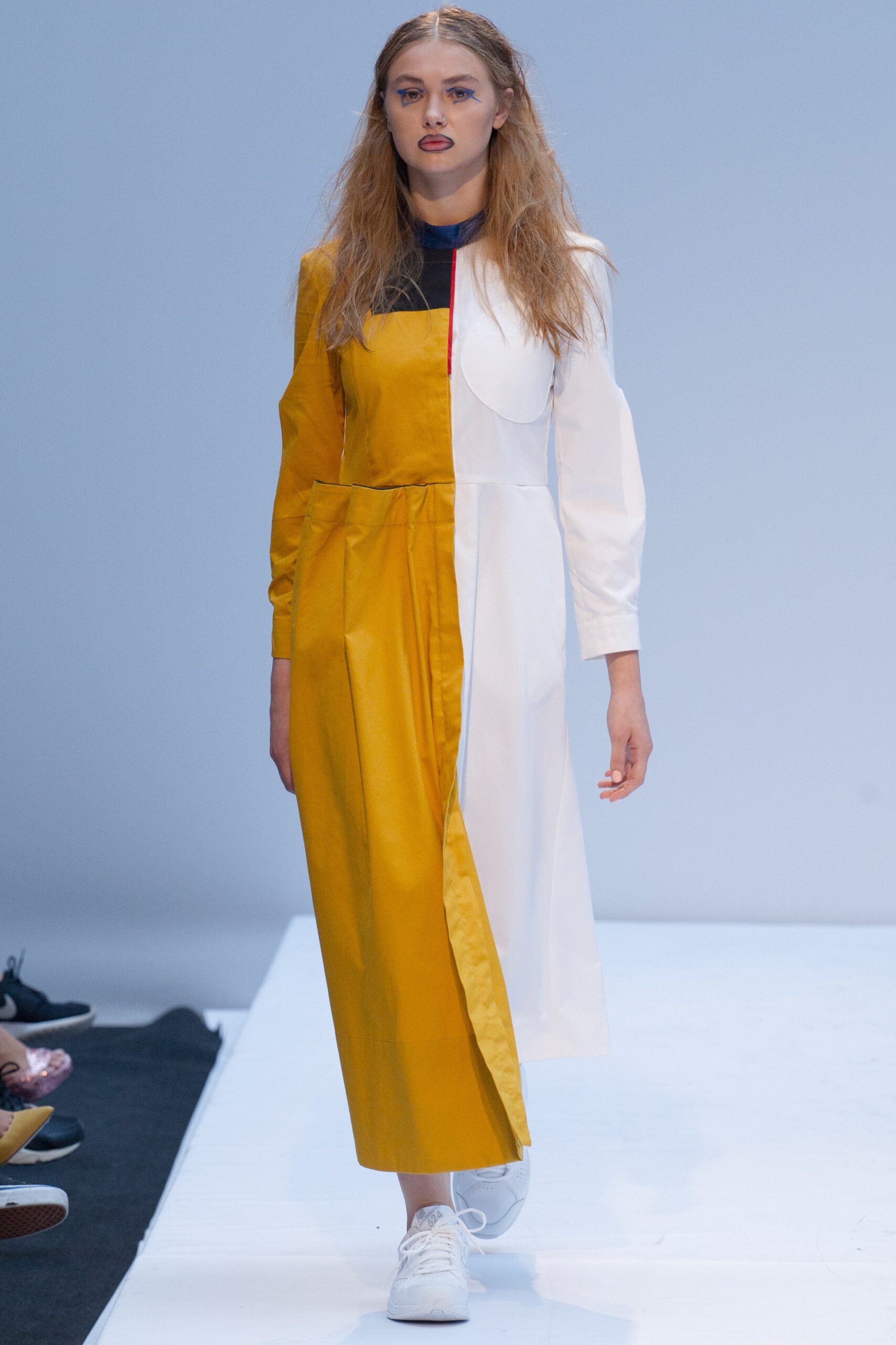 color-blocked midi dress