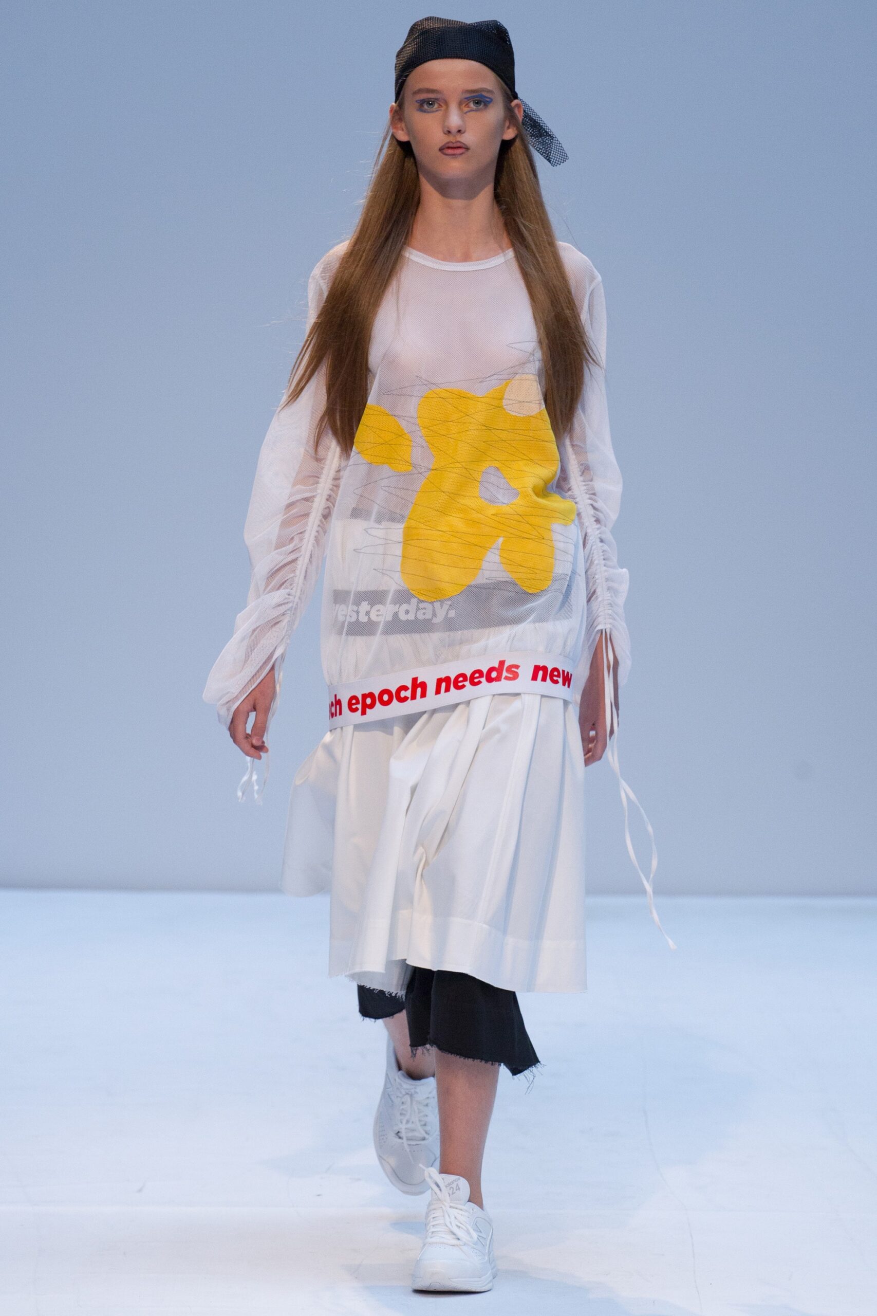 white relaxed top with printed skirt