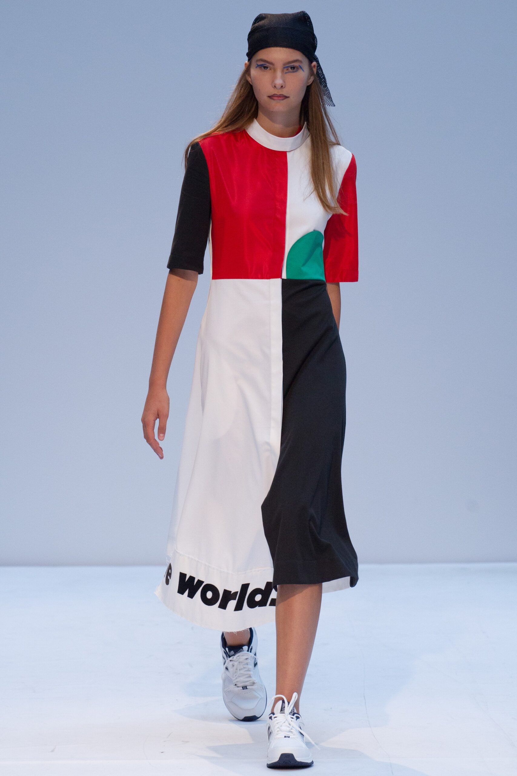 color-blocked midi dress