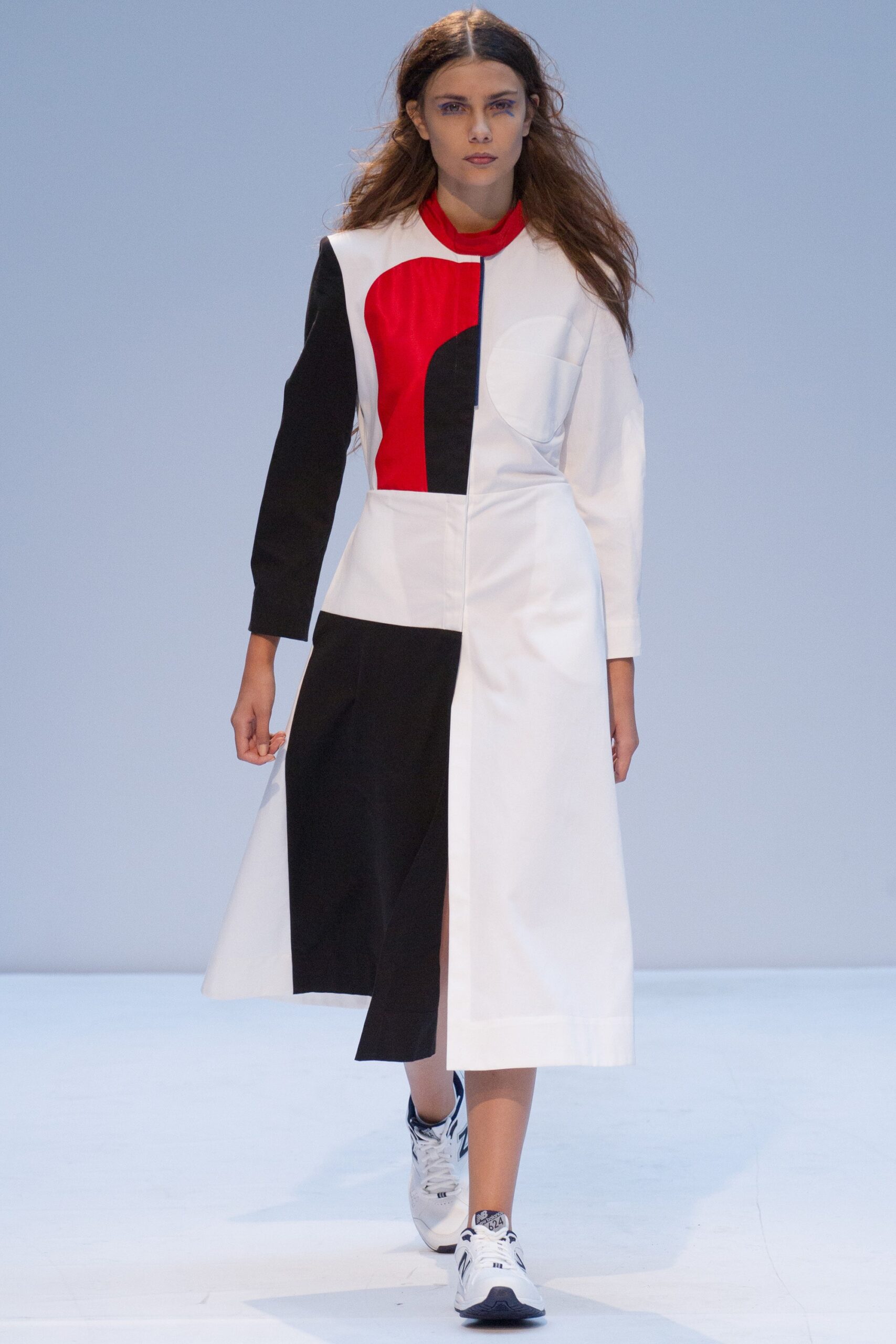 color-blocked midi dress with sneakers