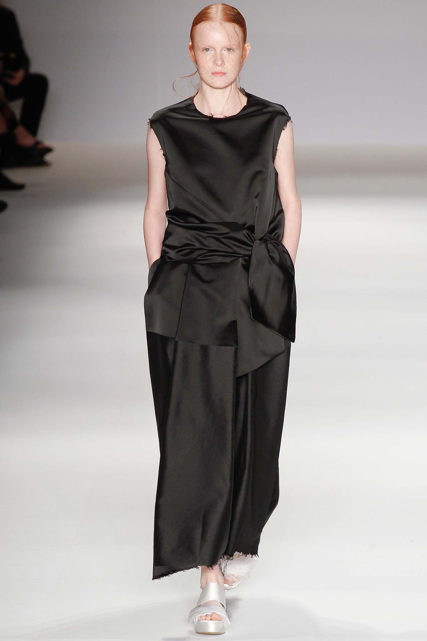 black silk sleeveless dress