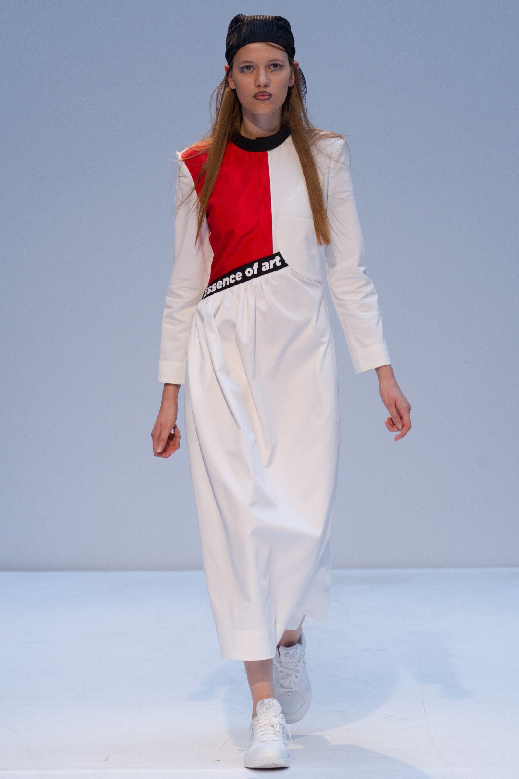 white and red color-blocked dress