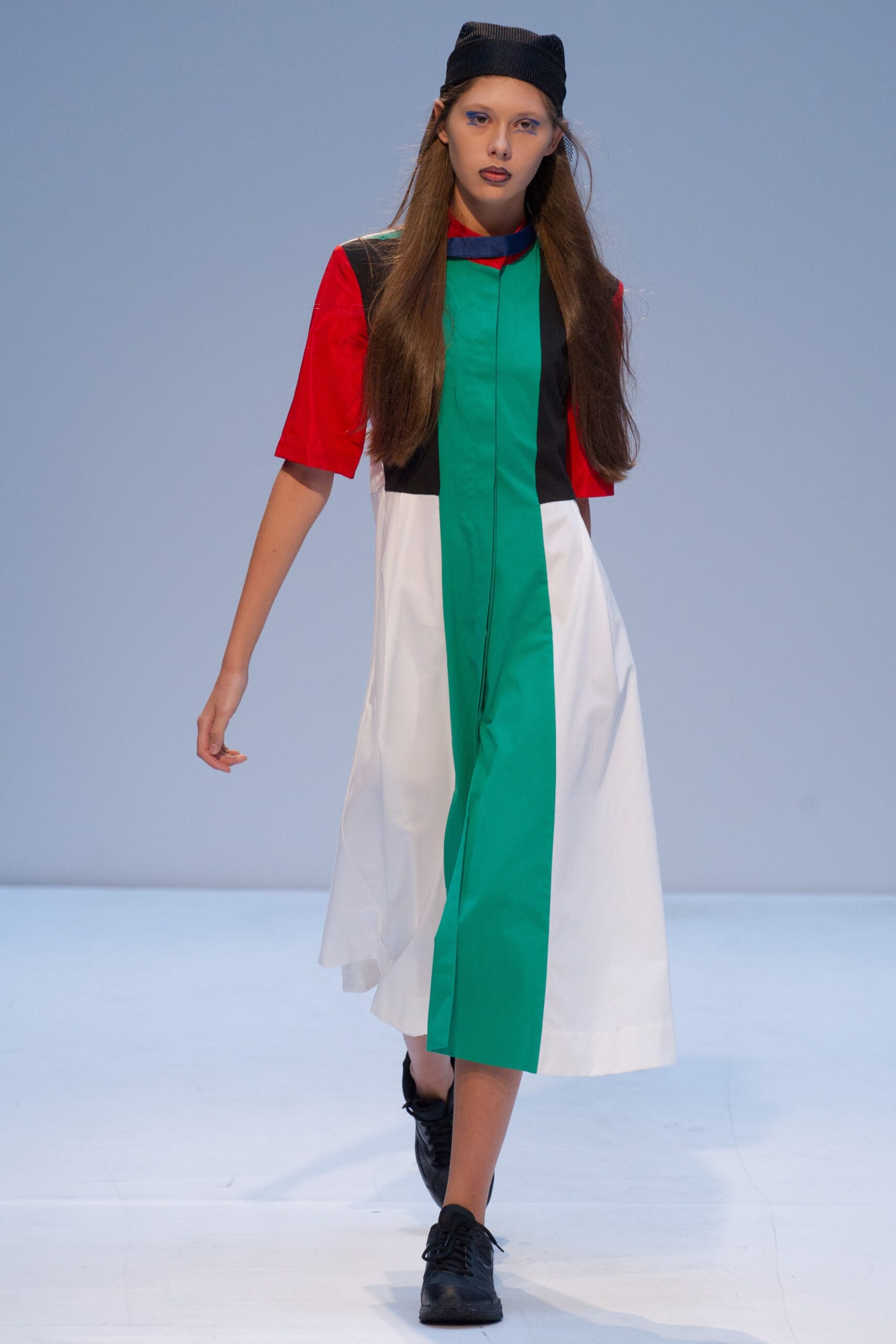 color-blocked midi dress