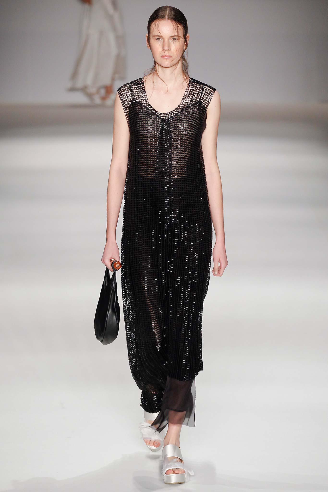 black sheer sleeveless dress