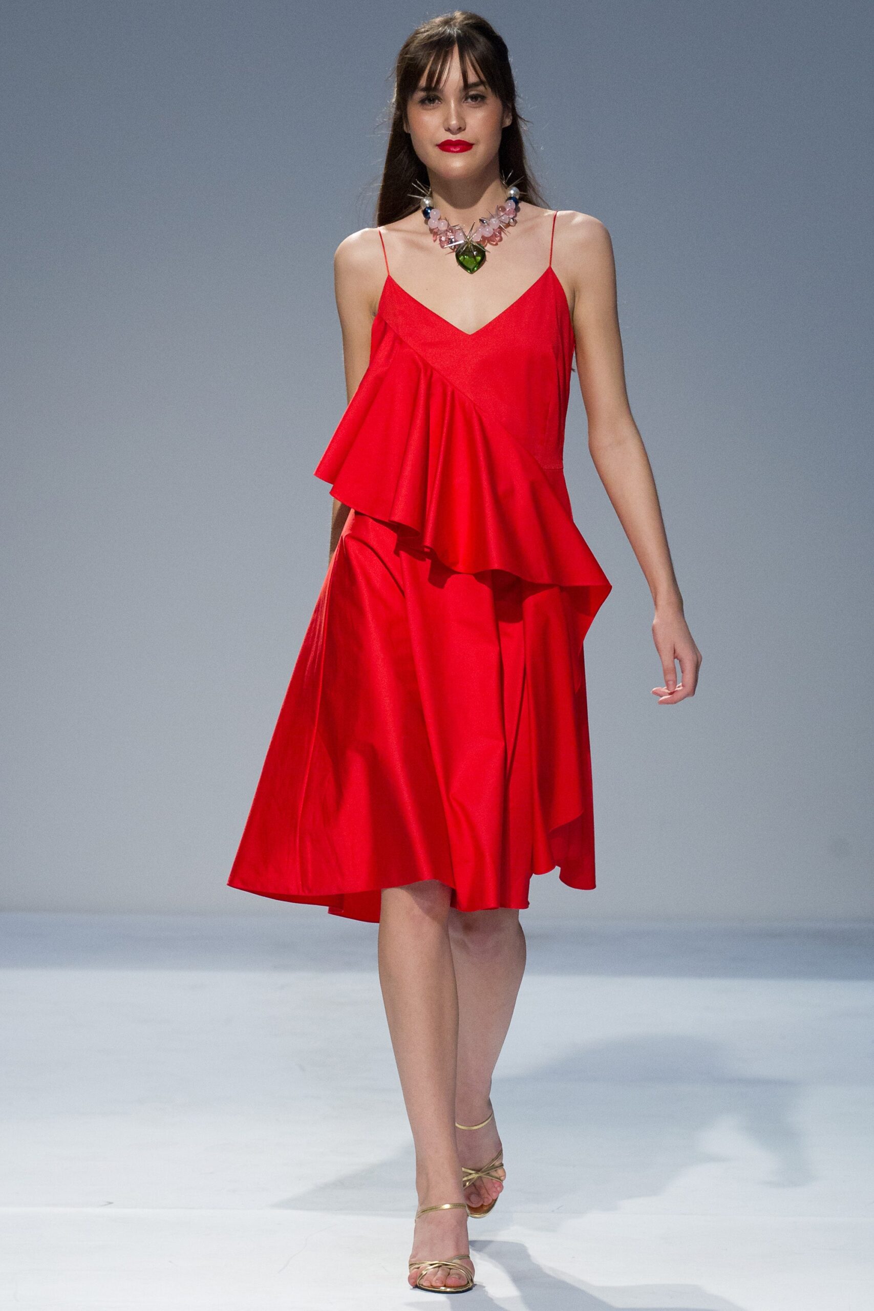 red cotton sleeveless dress